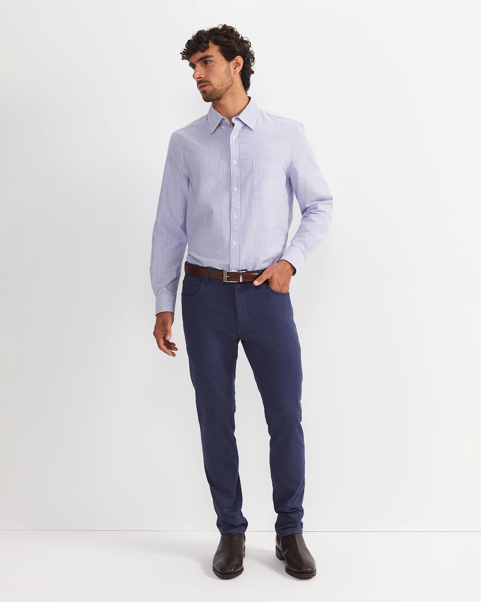 Arlo Brushed 5 Pocket Pant in NAVY