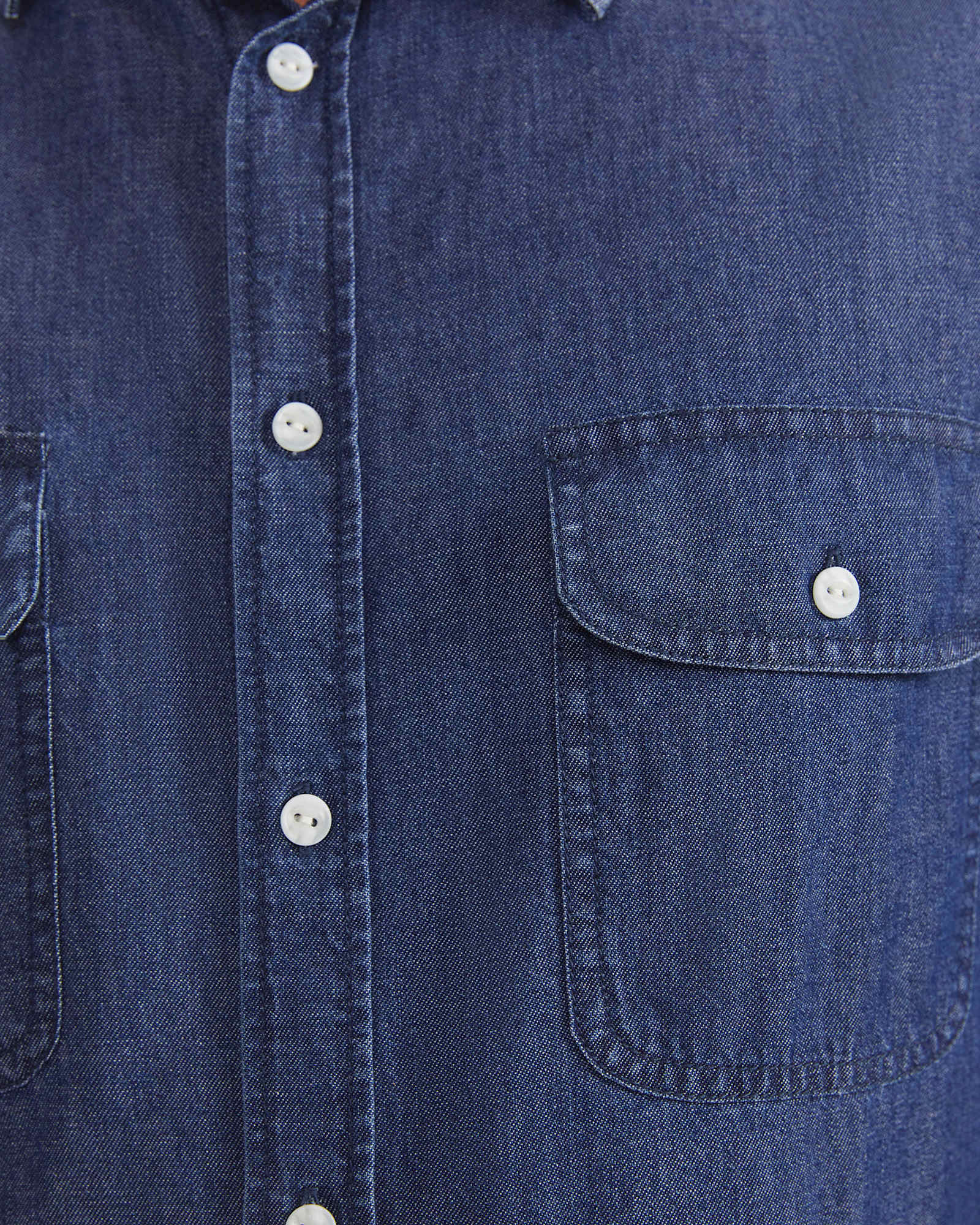 Long Sleeve Denim Shirt in MID WASH