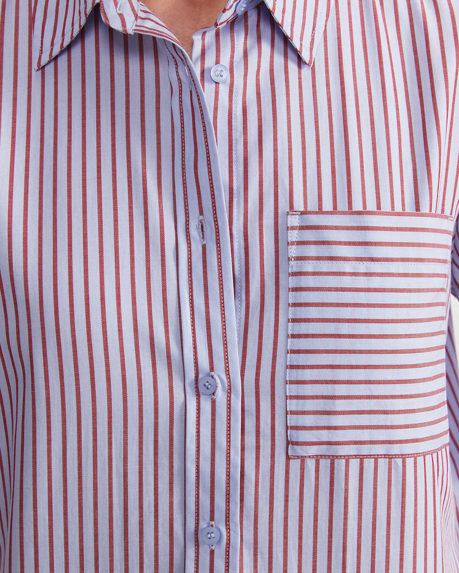 Rita Crop Shirt in BLUE/RED