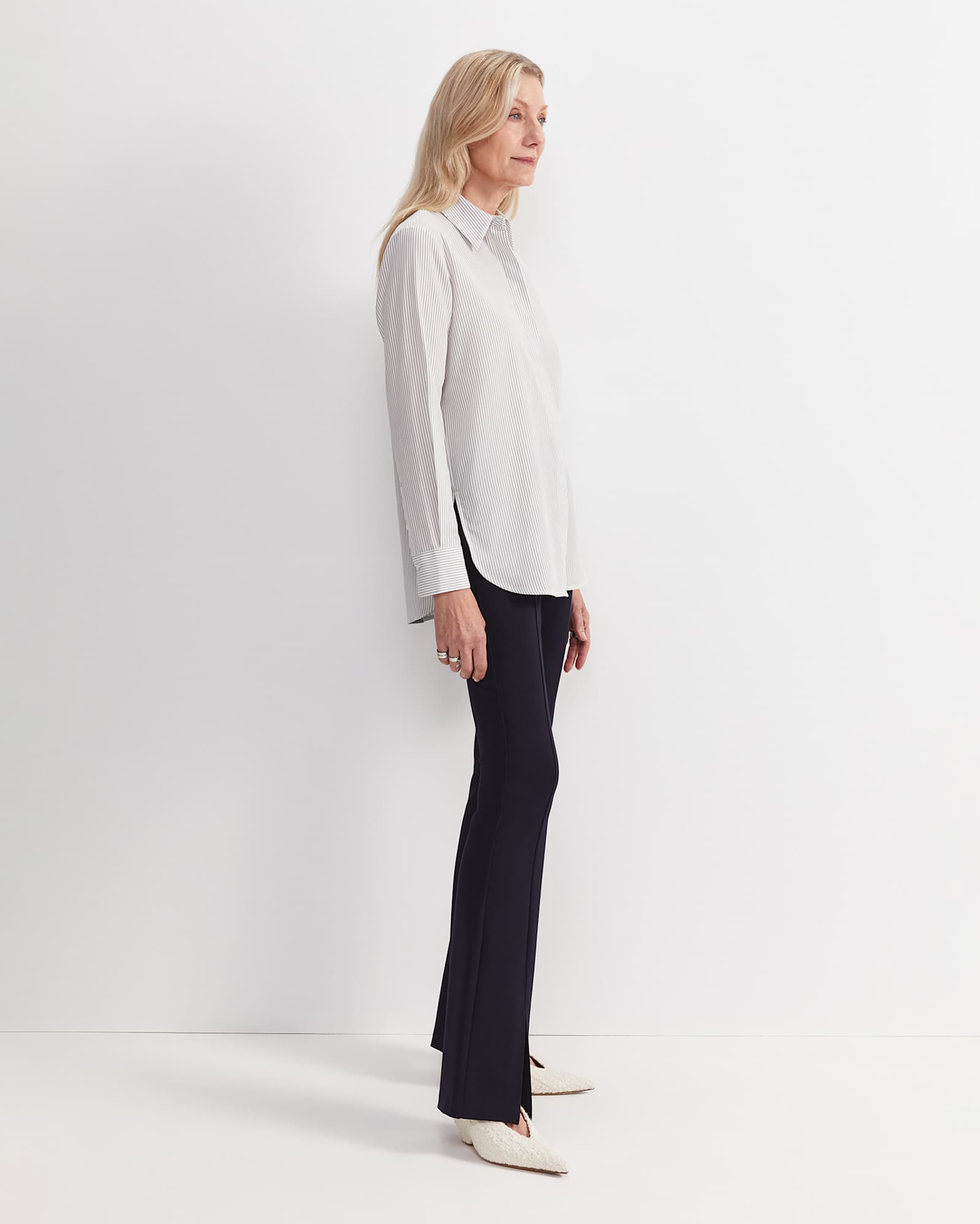 Priscilla Stripe Shirt in WHITE/KHAKI