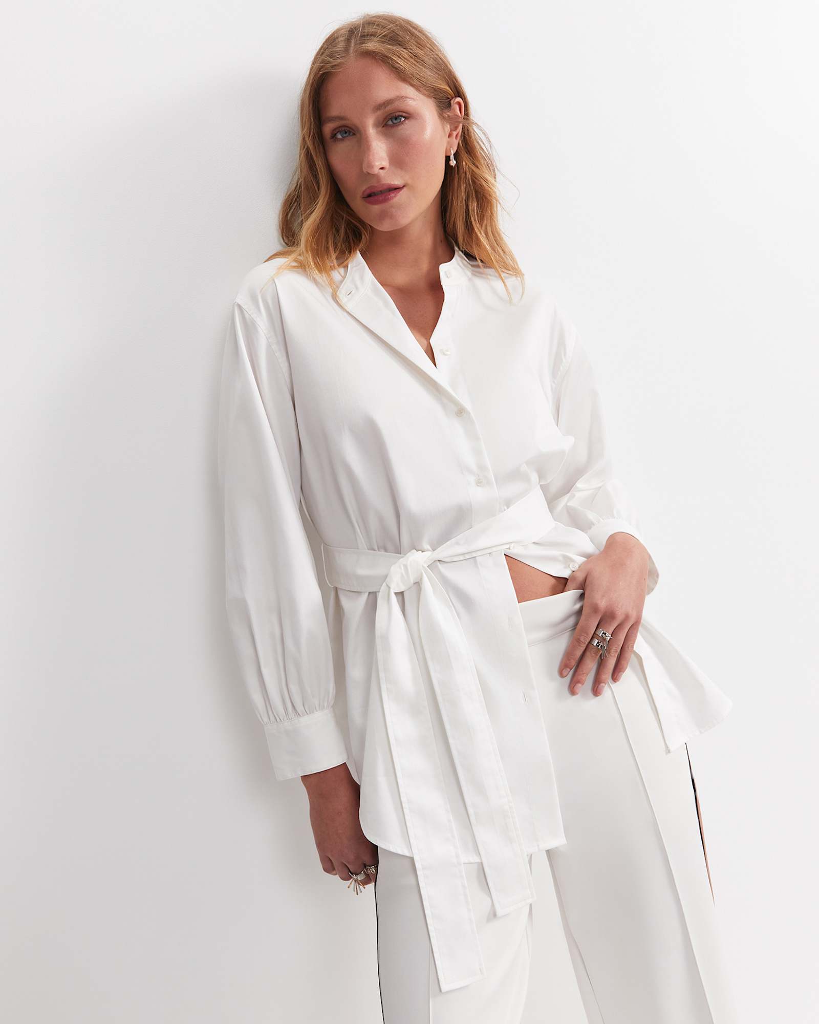 Amelie Tie-Waist Blouse in WHITE