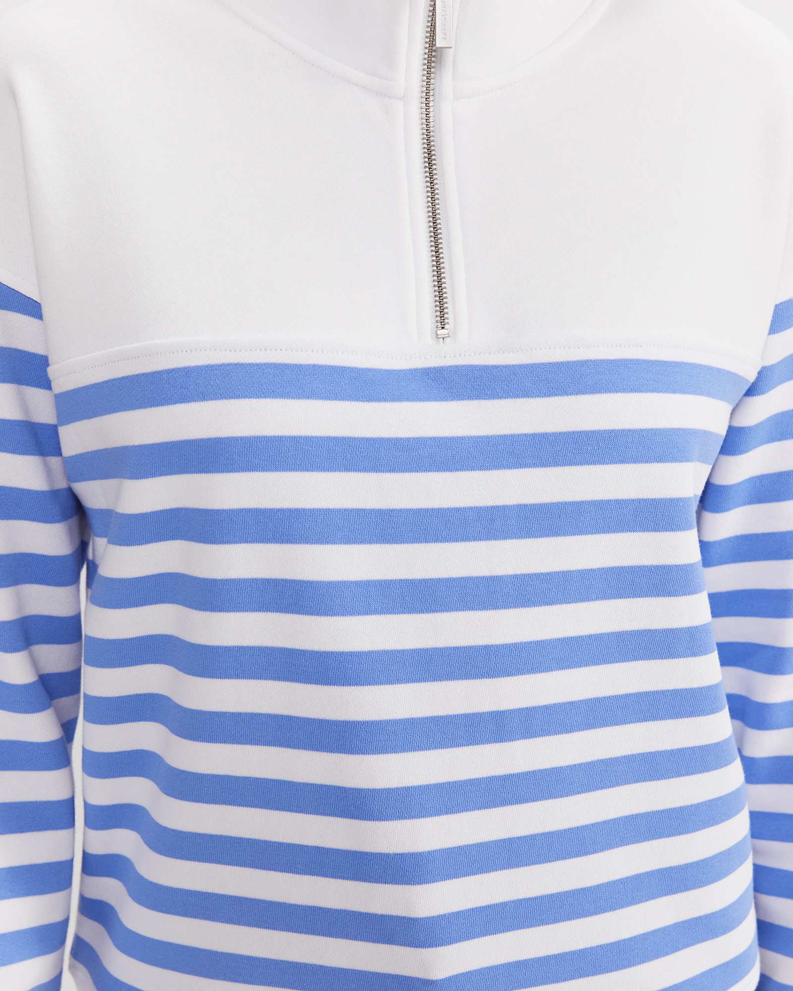 SC Stripe Quarter Zip Sweat in IVORY/BLUE