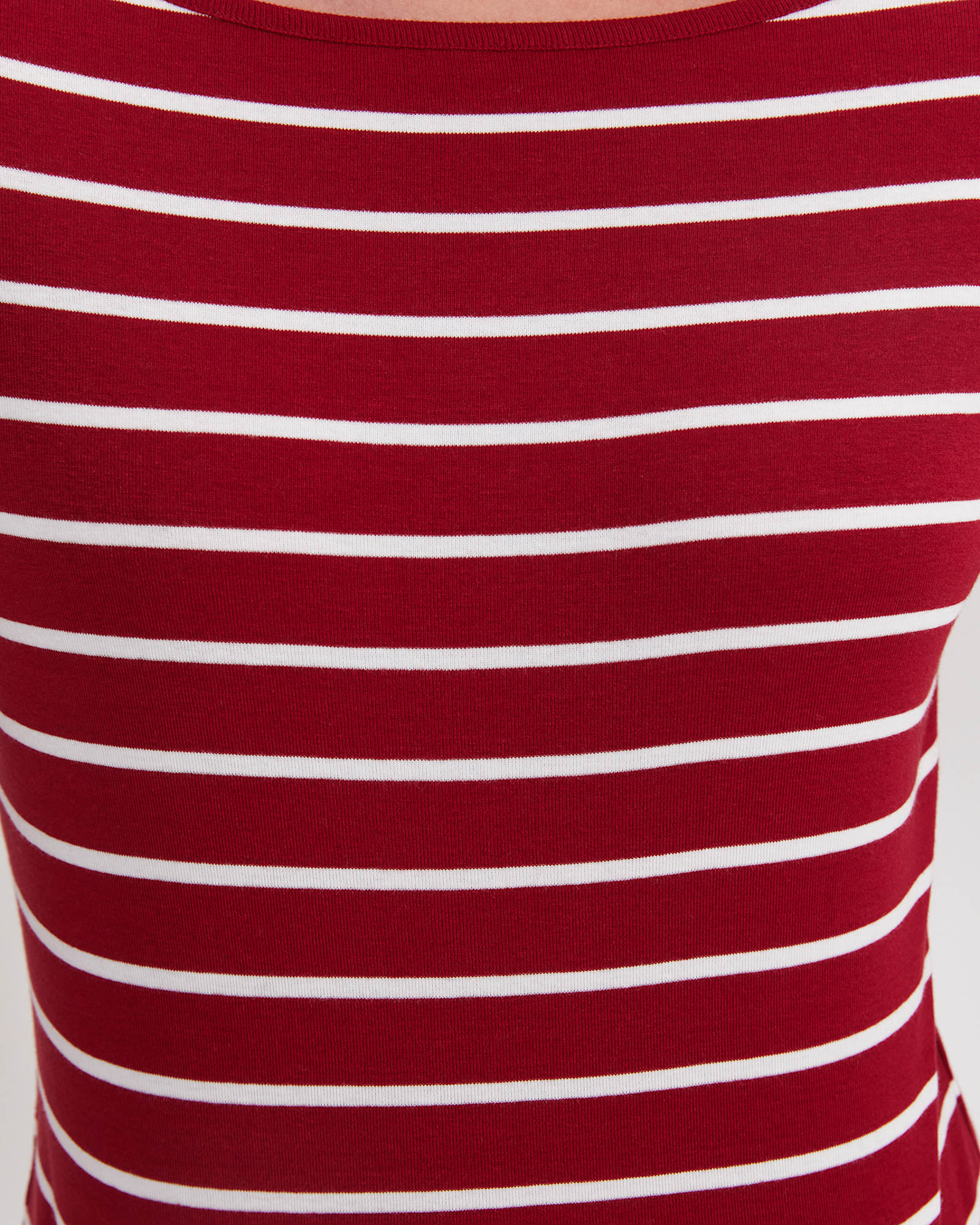 Heidi Long Sleeve Rib Tee in RED/WHITE