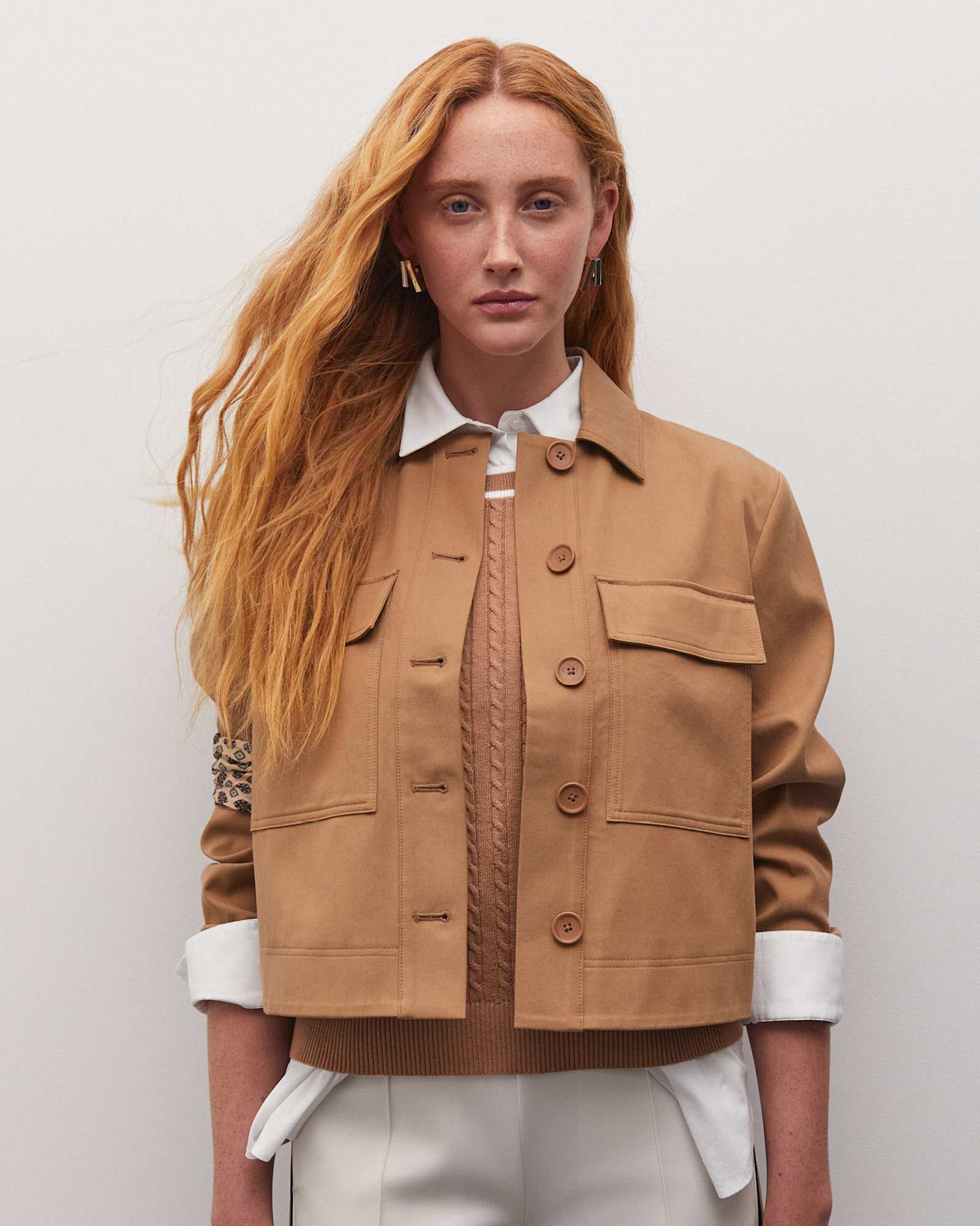 Hazel Crop Jacket in TAN