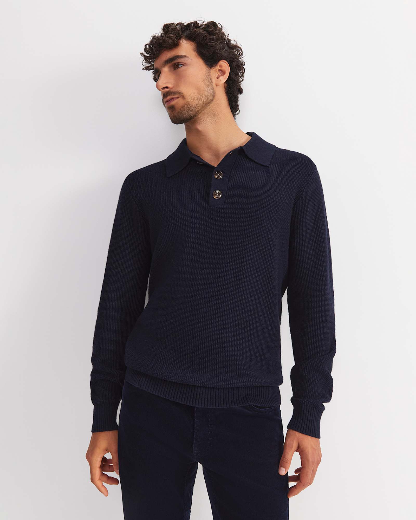 Chris Knit Polo in NAVY