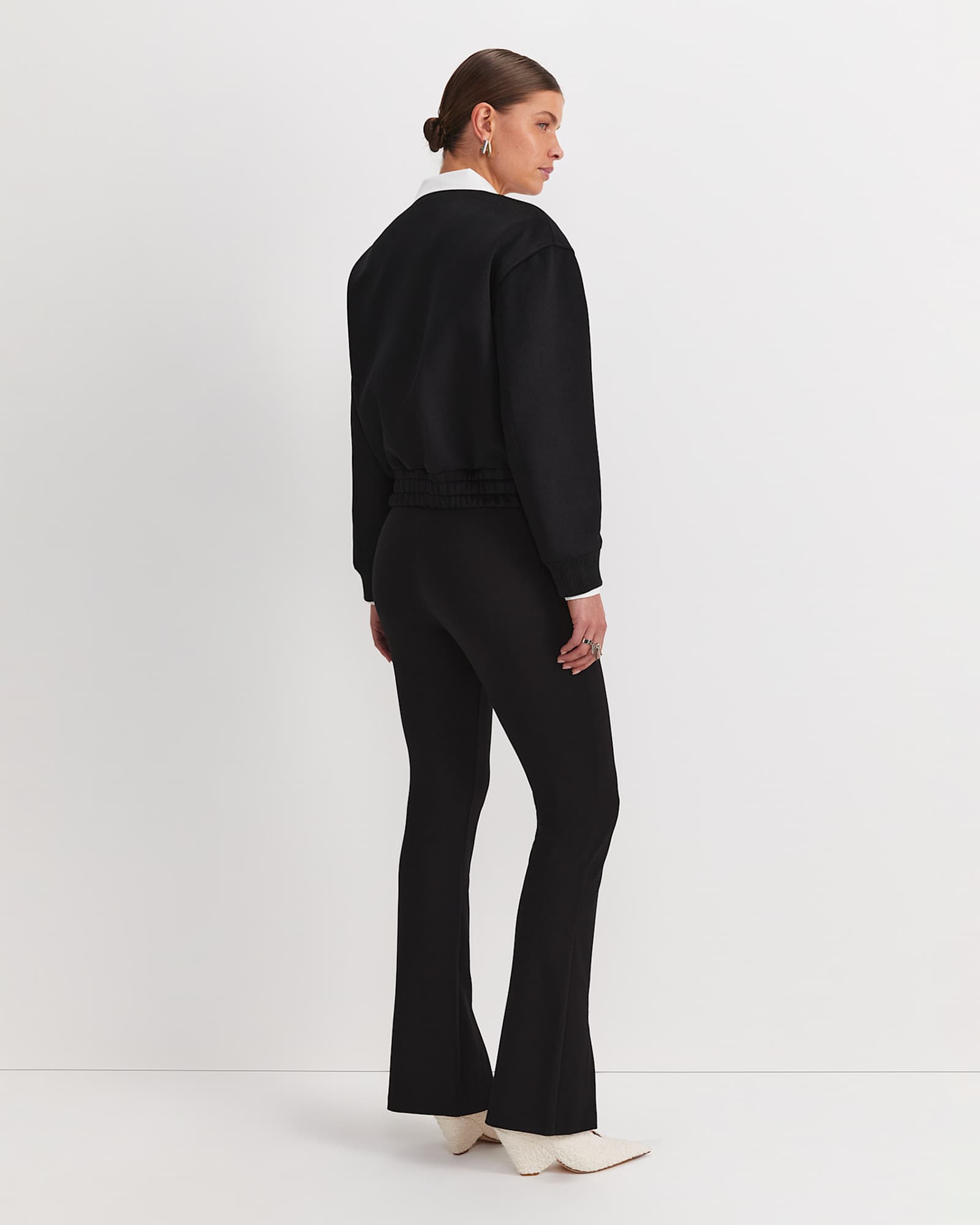 Crop Melton Jacket in BLACK