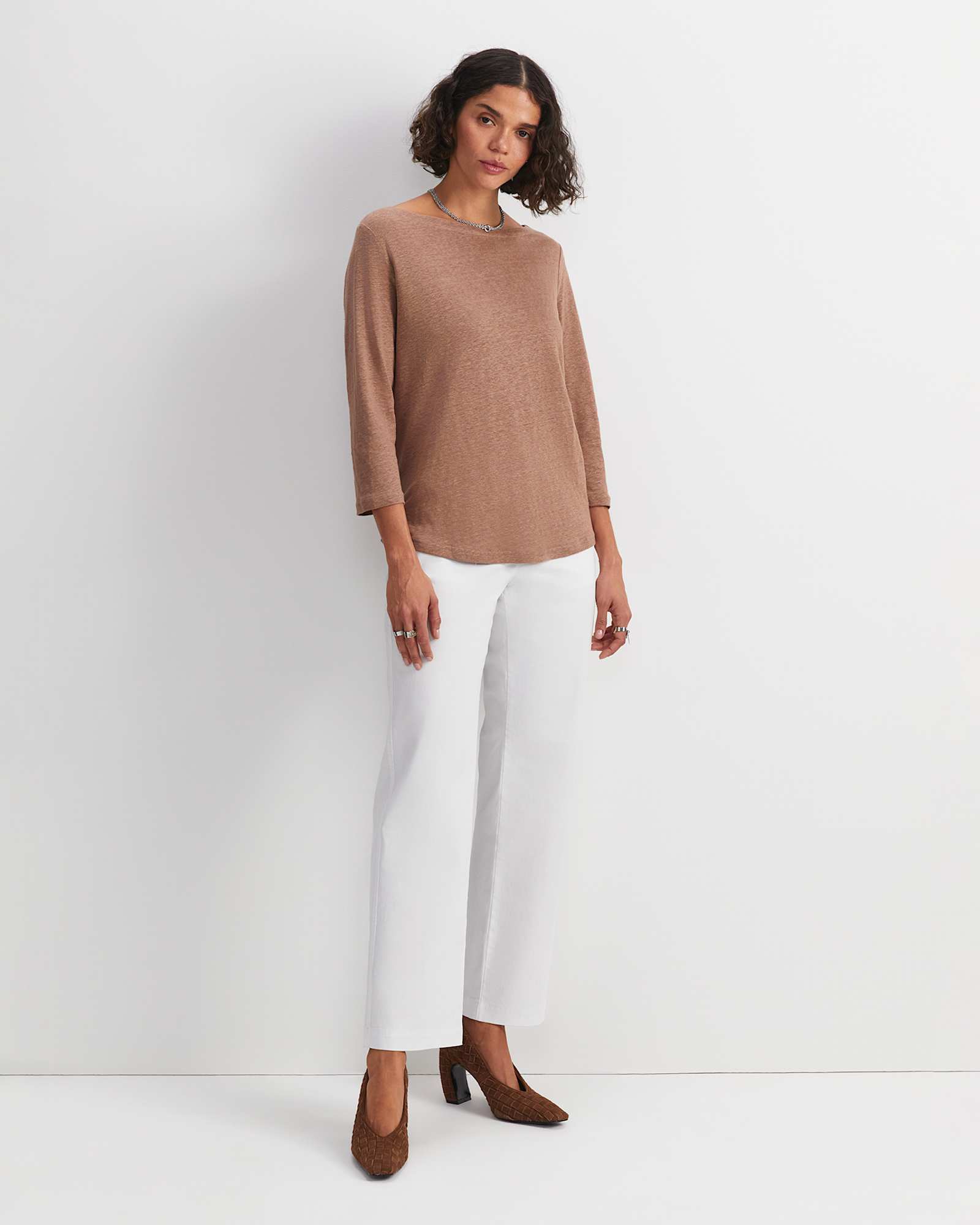 Cecile Linen Top in MOCHA