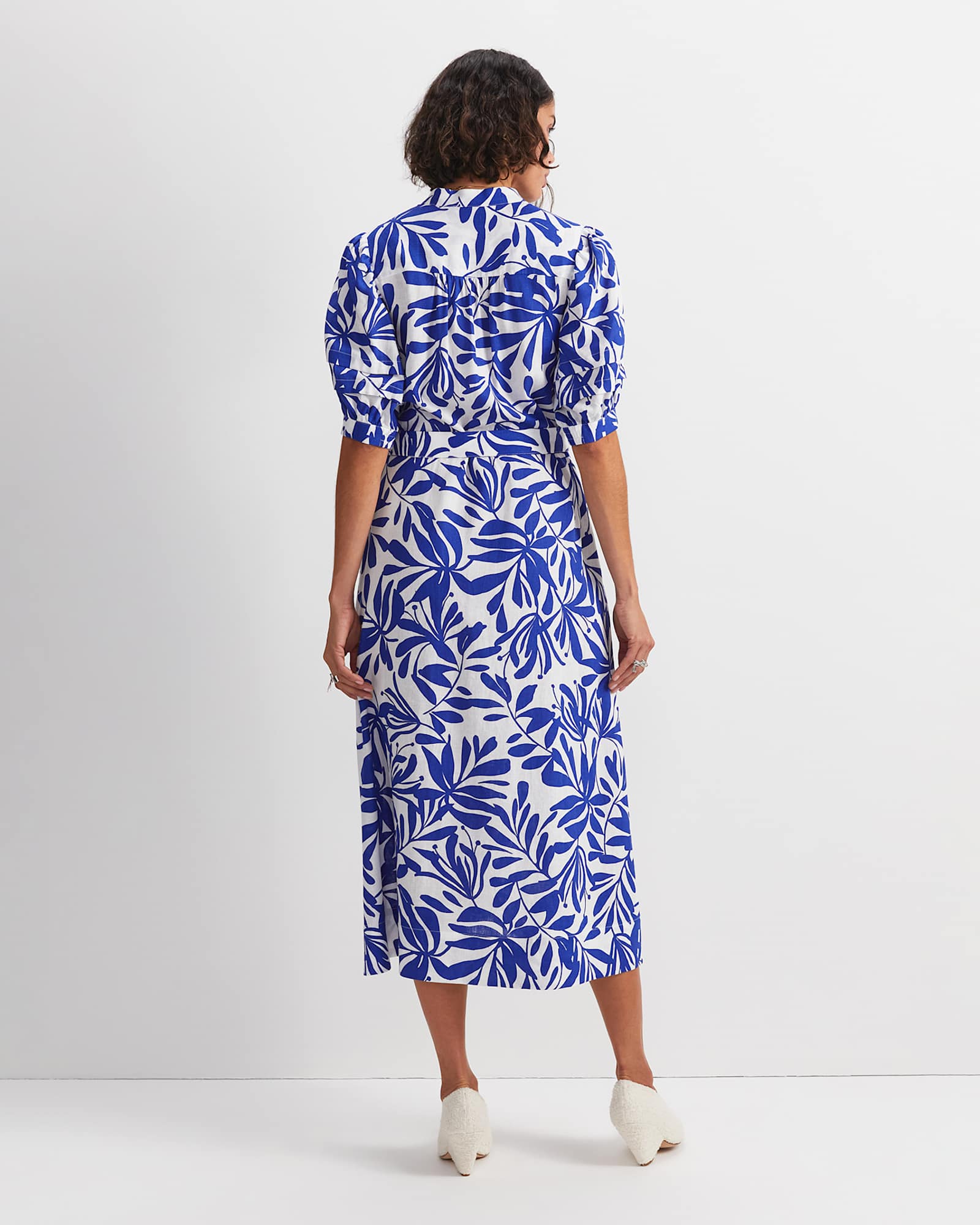 Willow Print Midi Dress in BLUE/WHITE