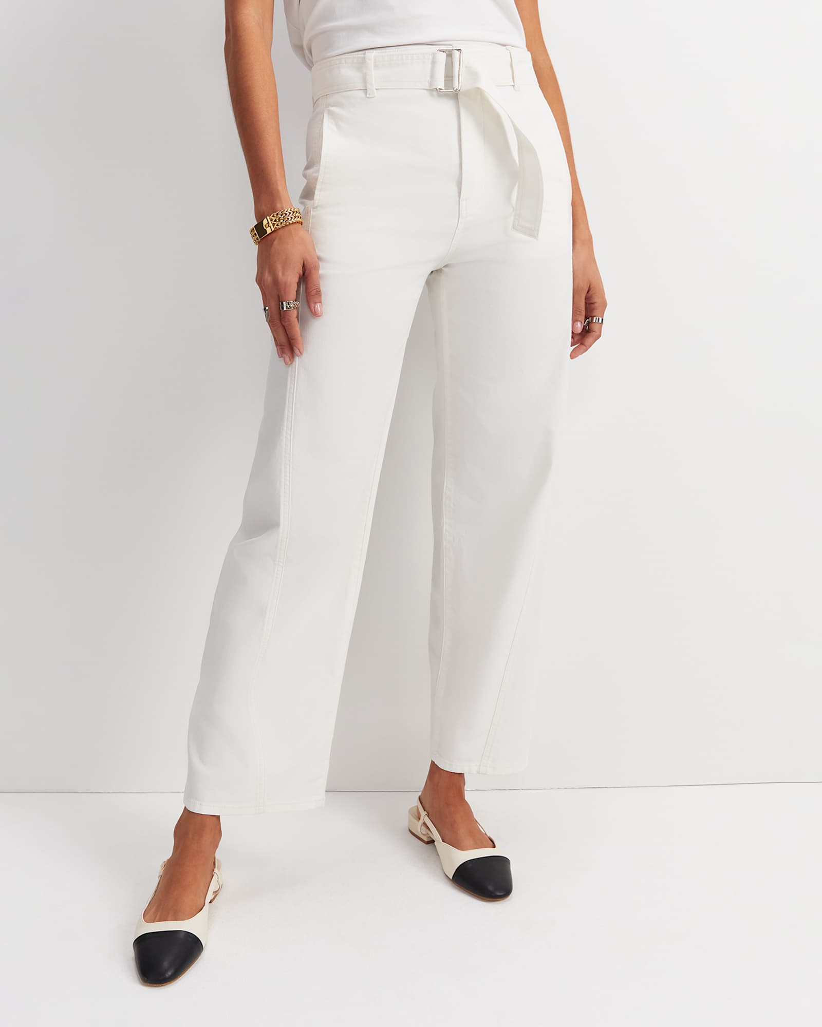Montana Wide Leg Belted Jean in OFF WHITE