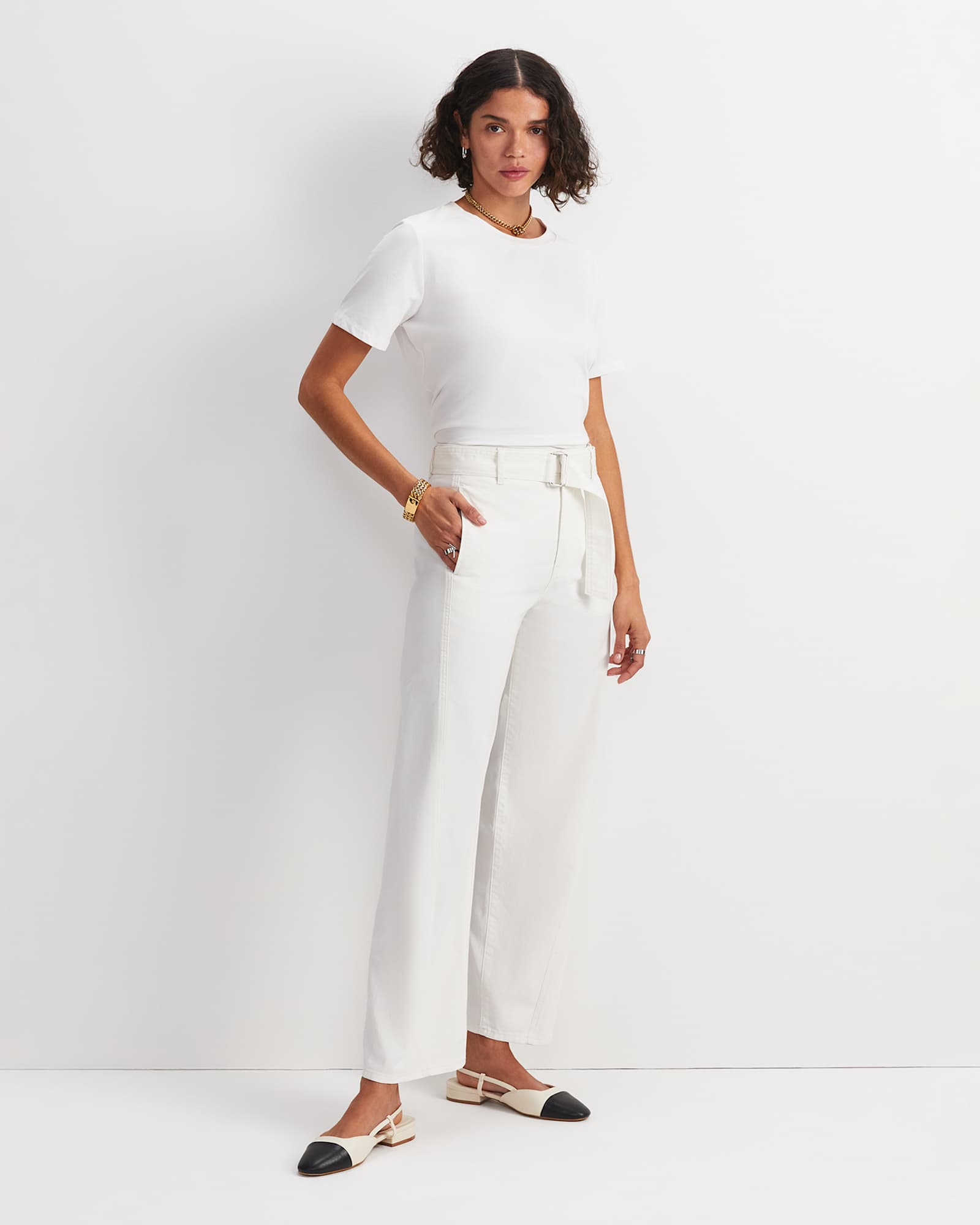 Montana Wide Leg Belted Jean in OFF WHITE