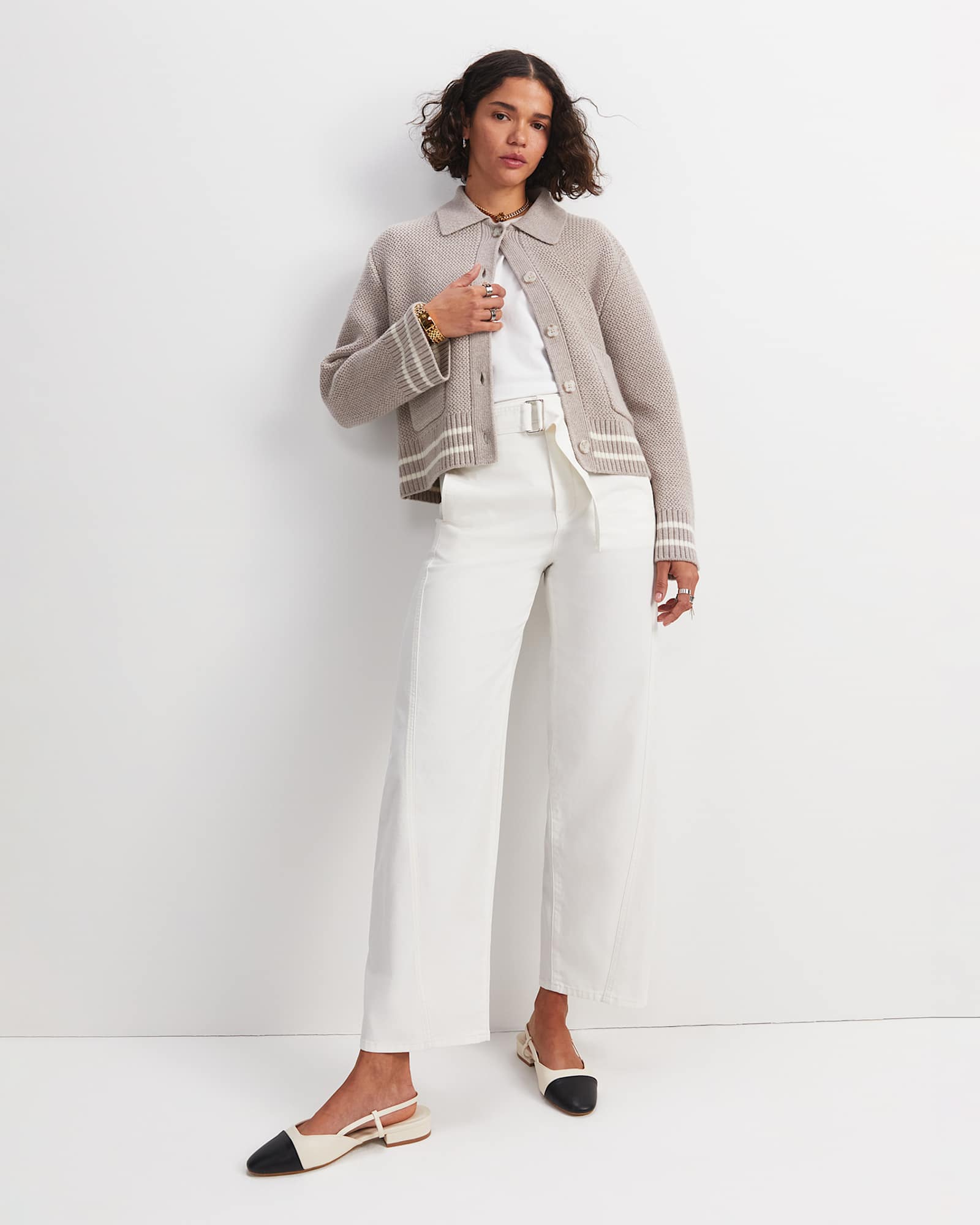Montana Wide Leg Belted Jean in OFF WHITE