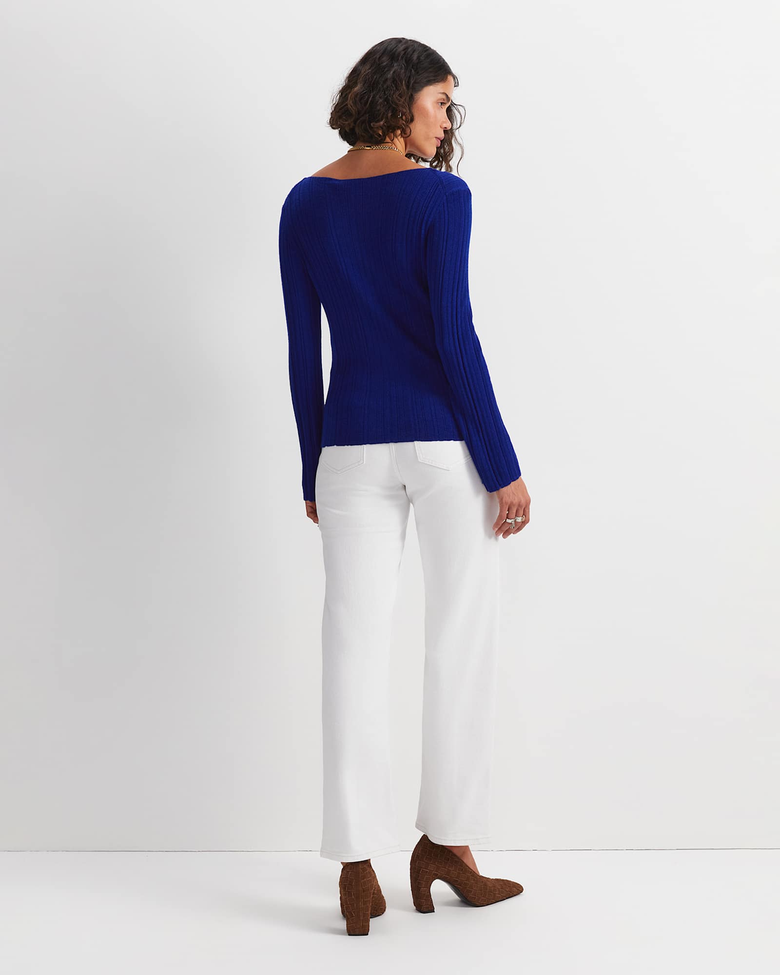 Silk Wool Rib Knit in COBALT