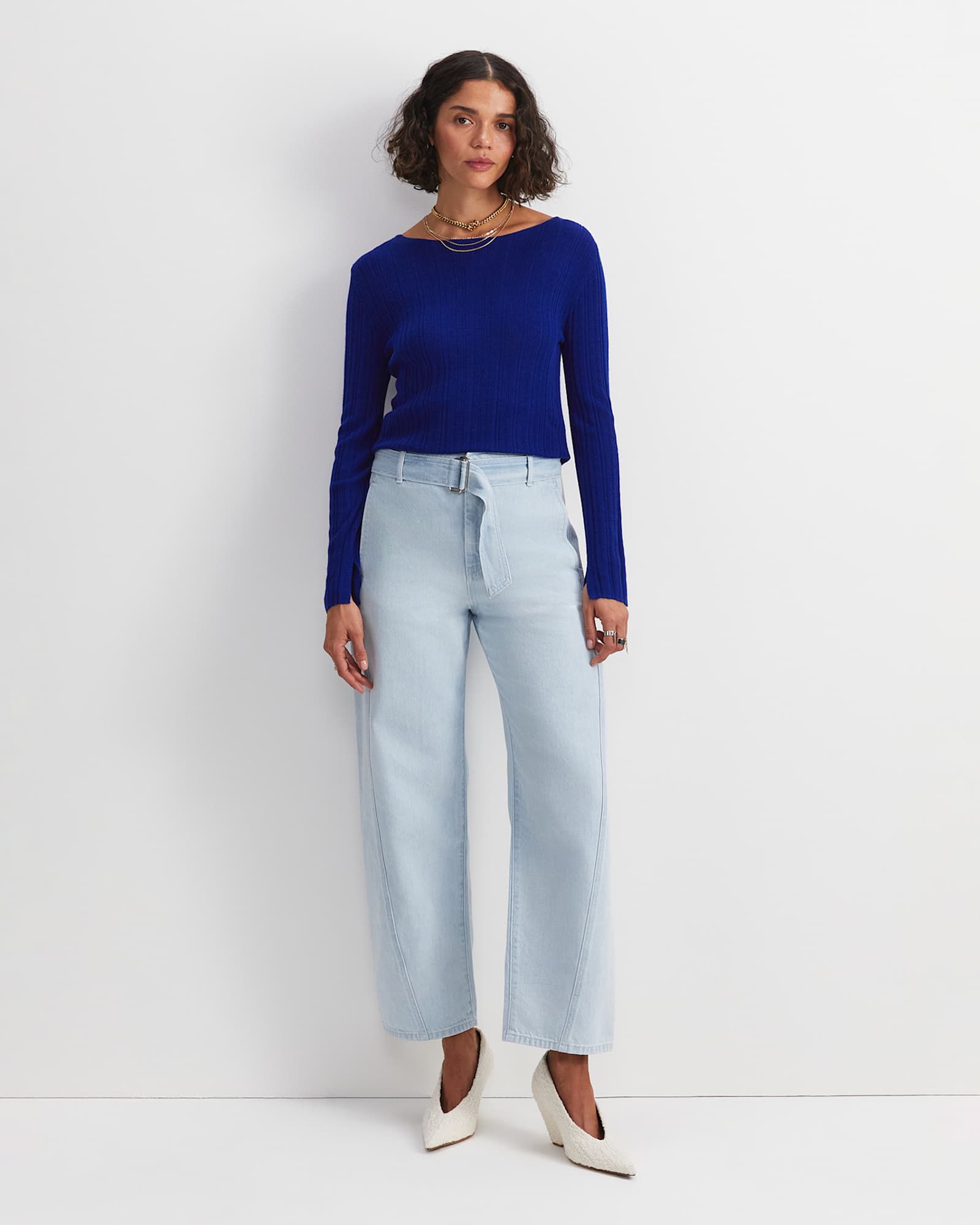 Montana Wide Leg Belted Jean in LIGHT DENIM