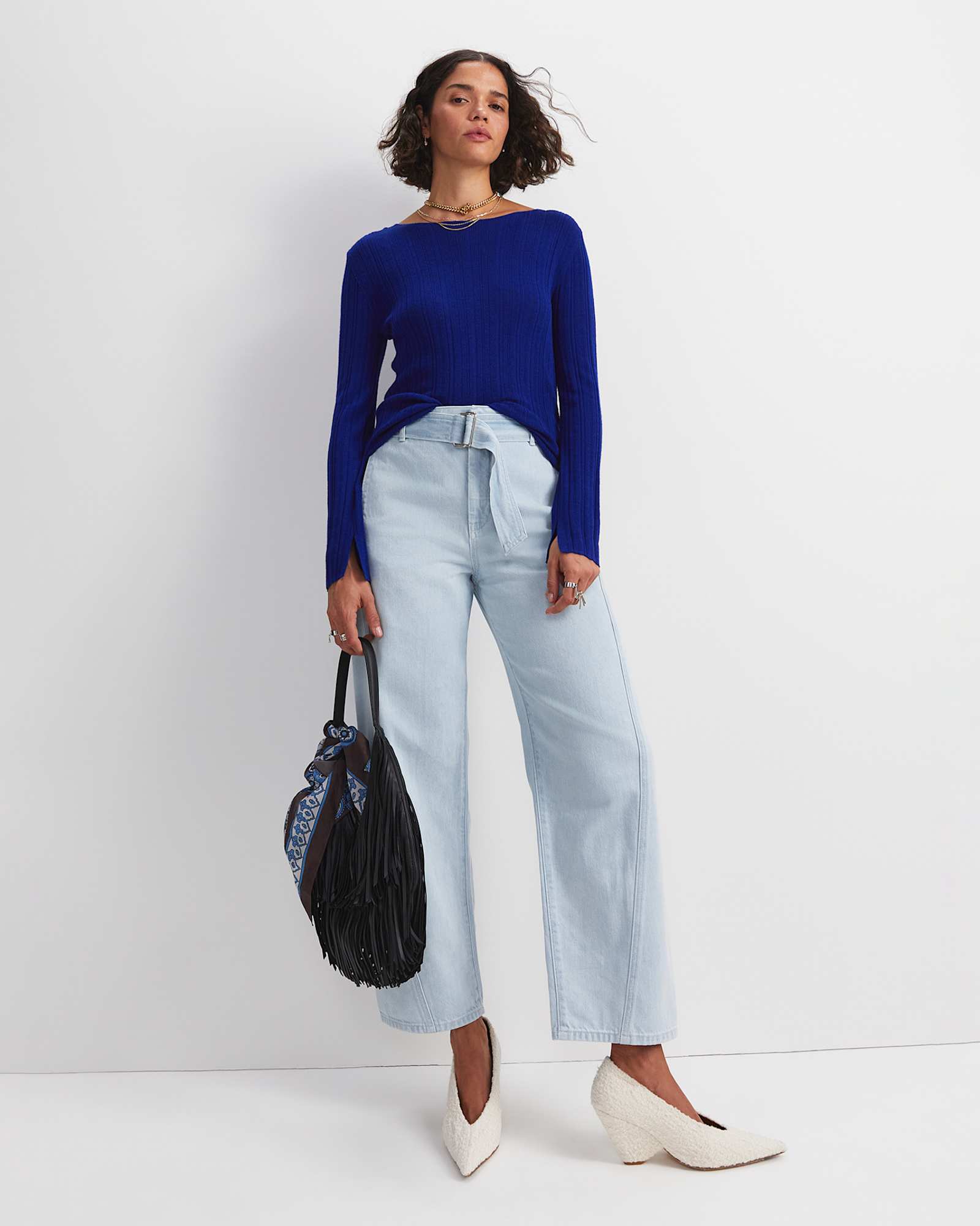 Montana Wide Leg Belted Jean in LIGHT DENIM