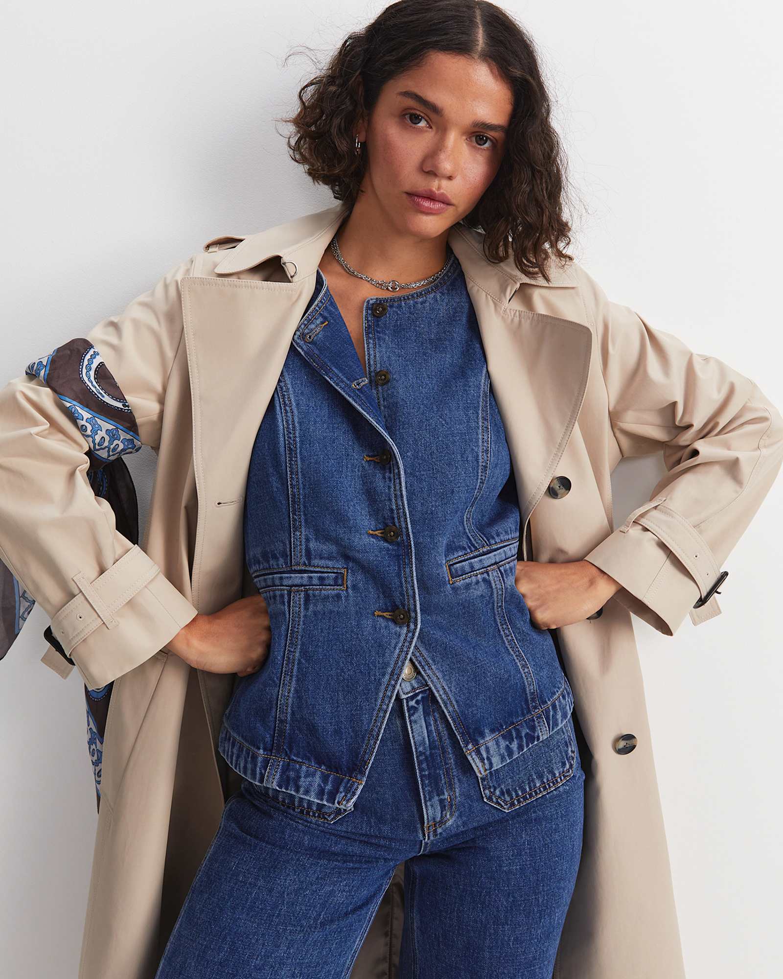Allegra Denim Vest in MID WASH