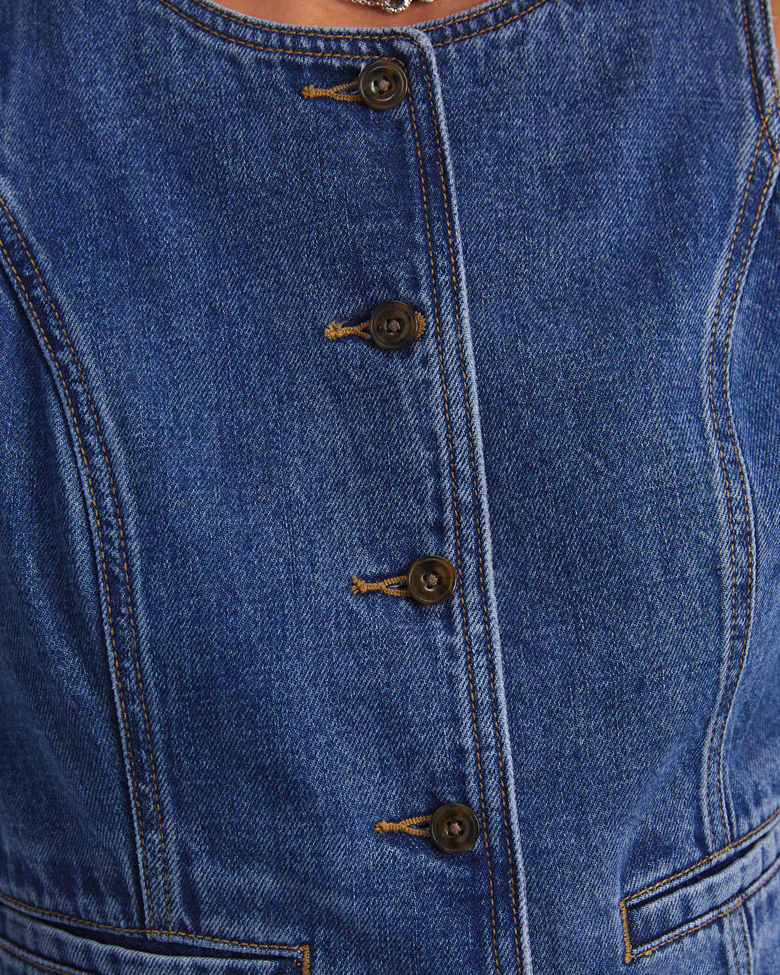 Allegra Denim Vest in MID WASH