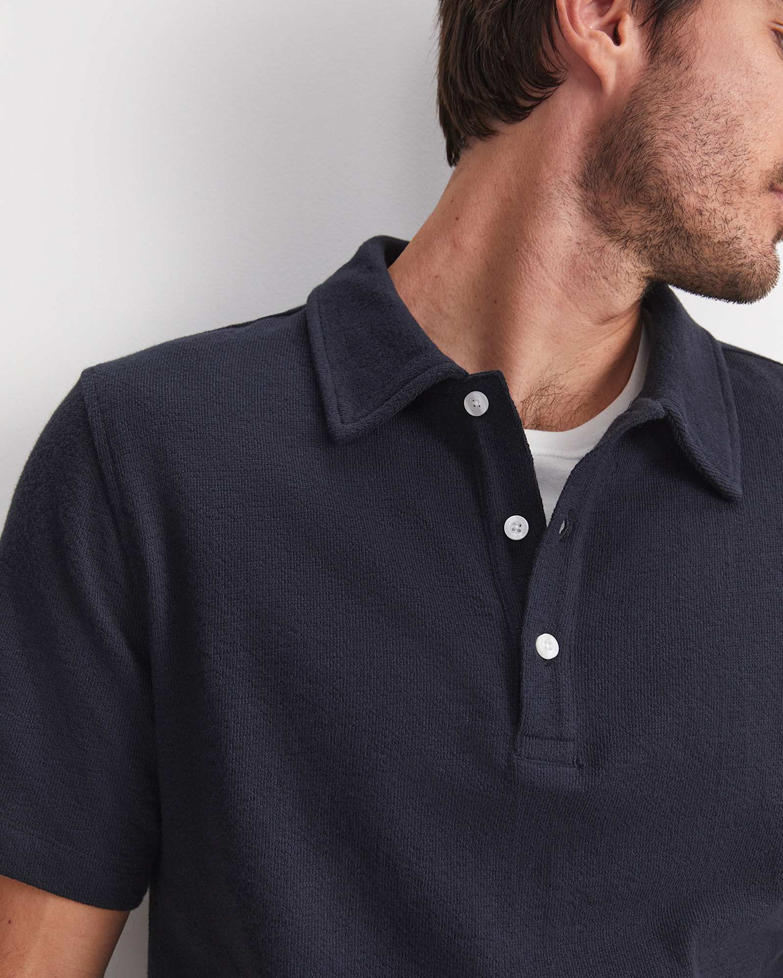 Crosby Textured Polo in NAVY