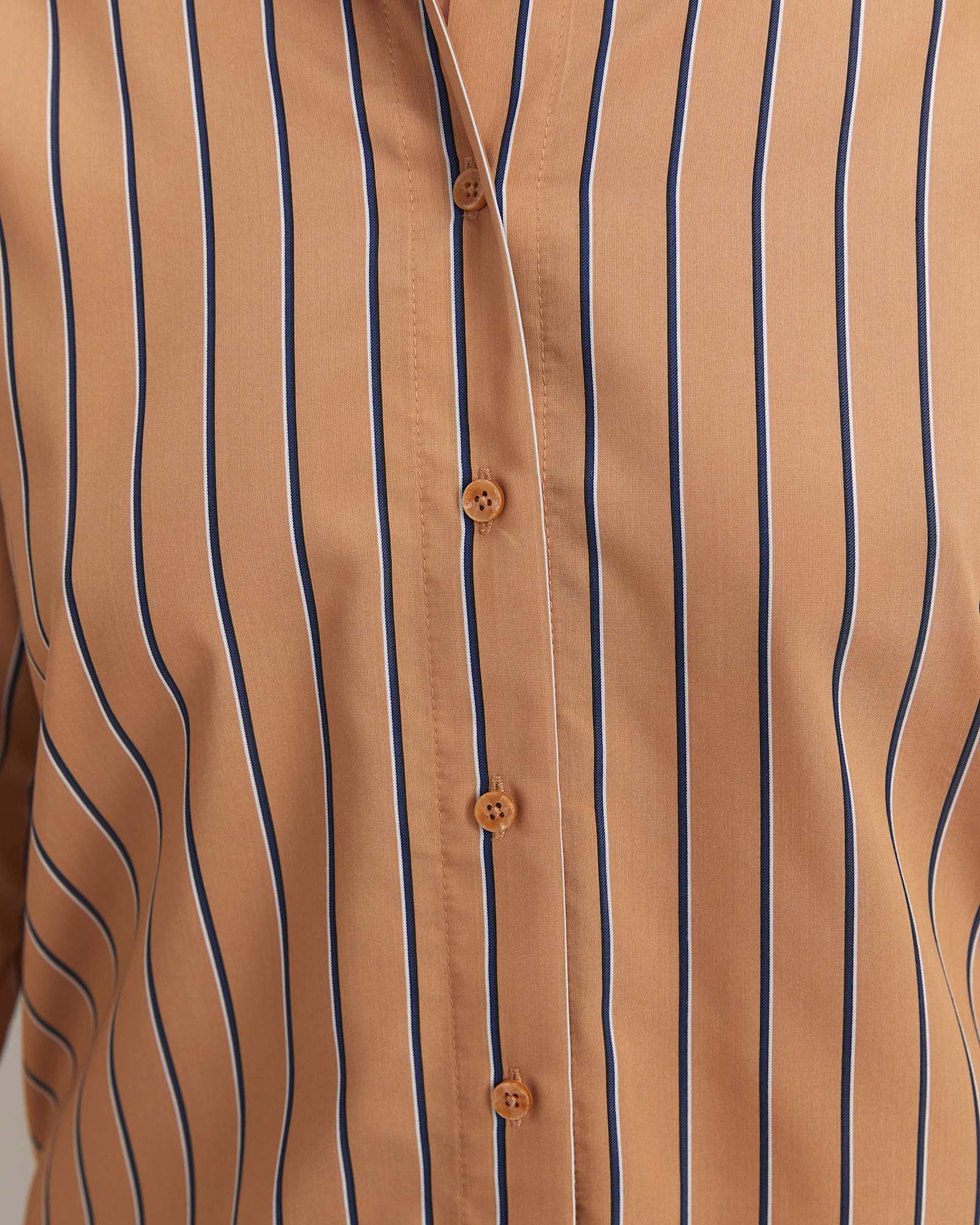 Gina Stripe Shirt in TAN/WHITE