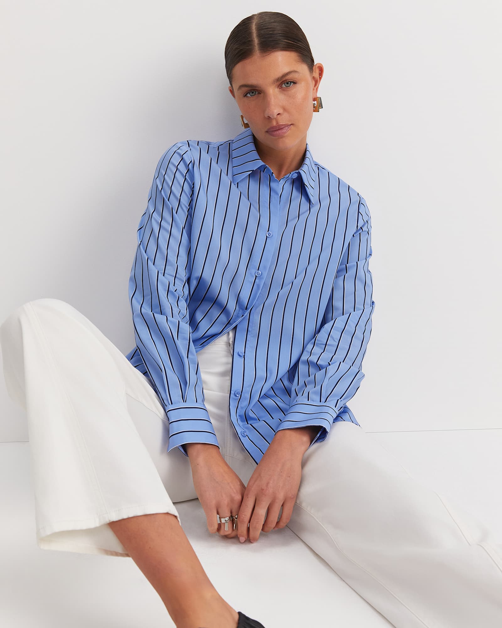 Gina Stripe Shirt in BLUE/WHITE
