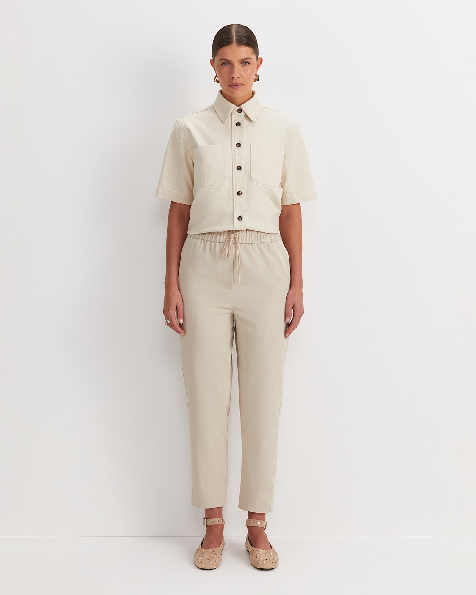 Rosie Elasticated Pant in TAN