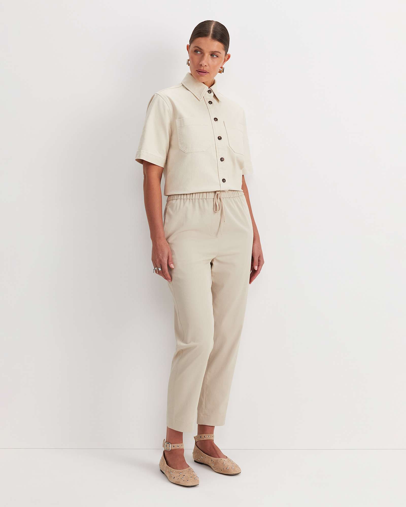 Rosie Elasticated Pant in TAN