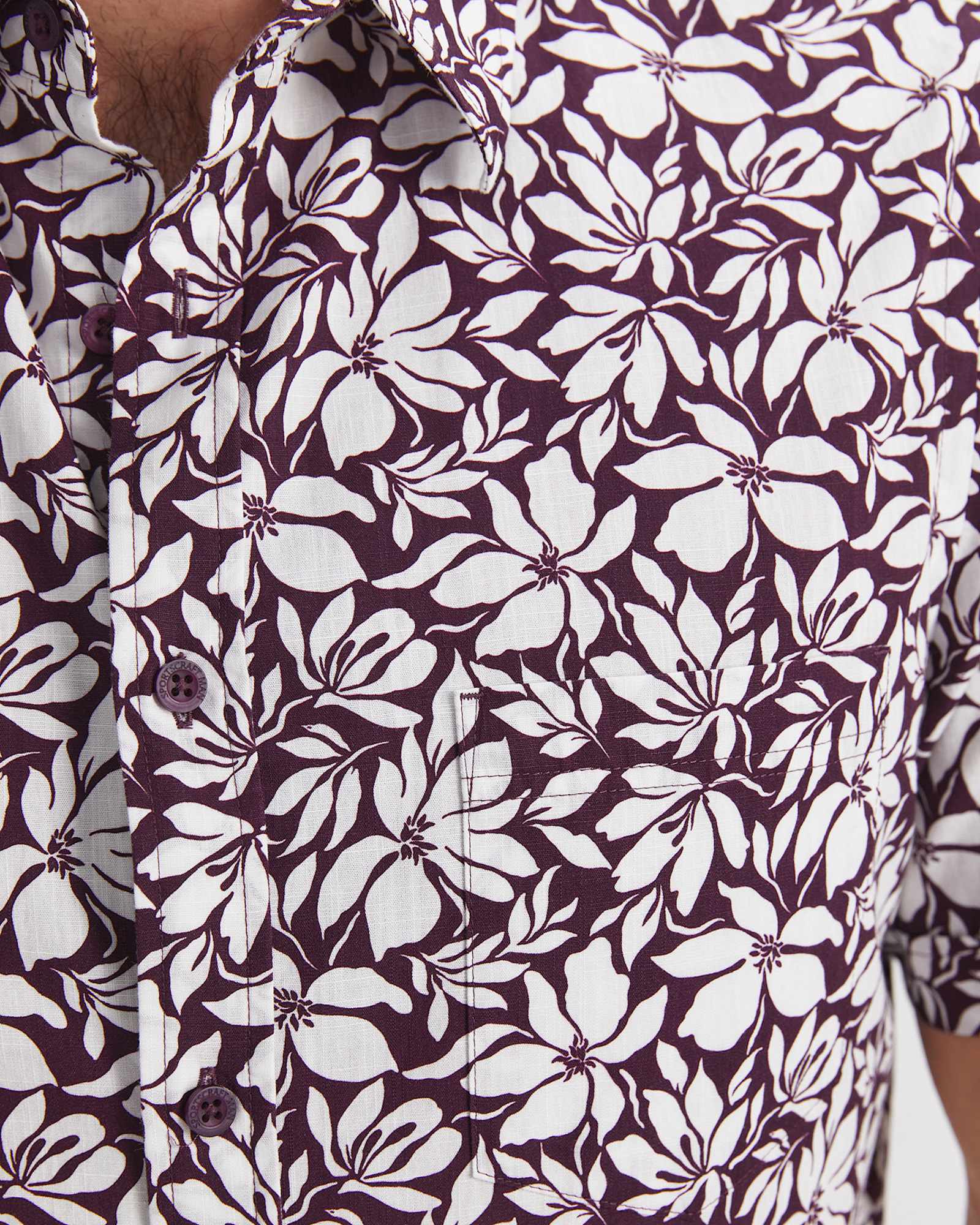 Paulo Short Sleeve Print Shirt in BURGUNDY