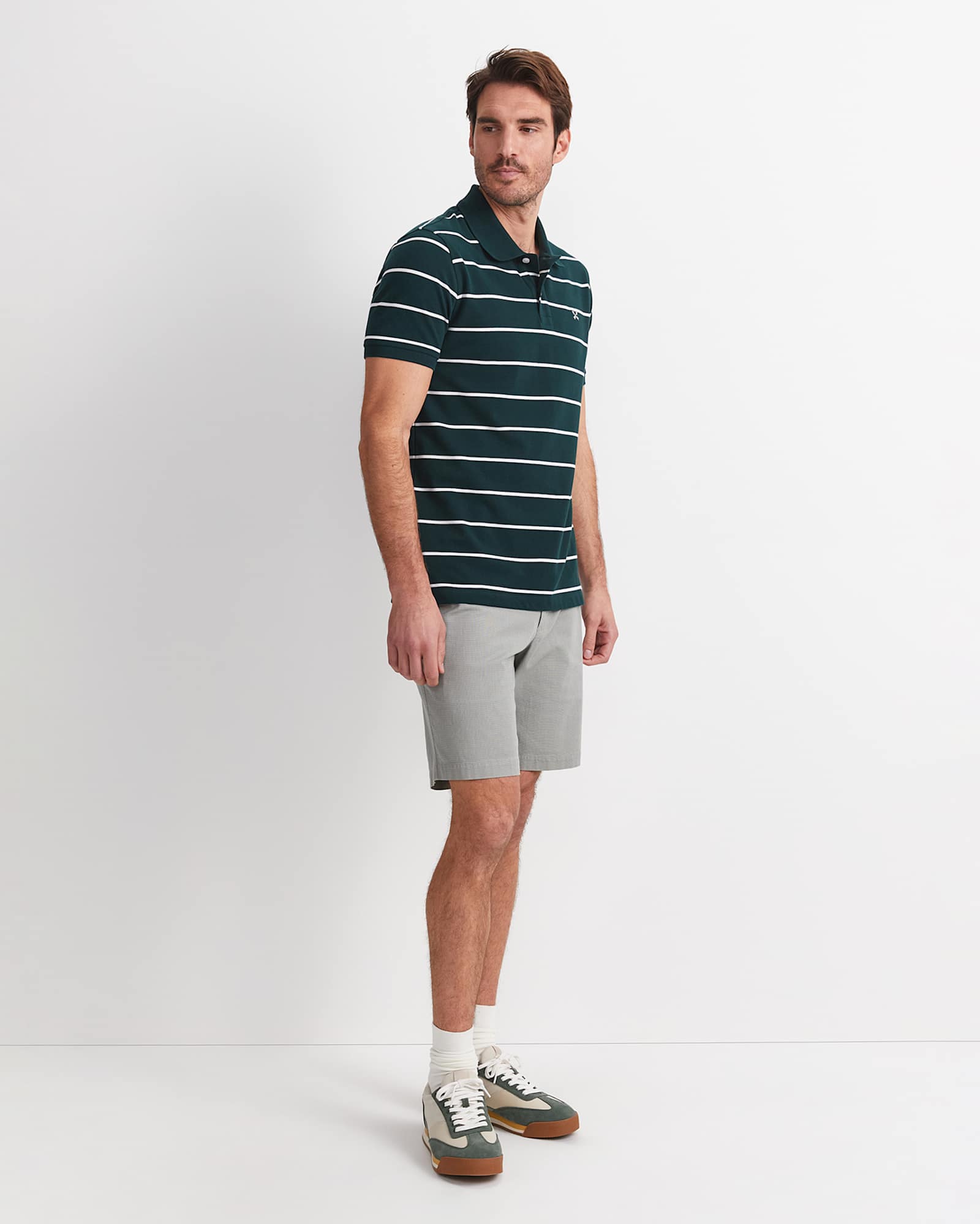 David Stripe Polo in PINE
