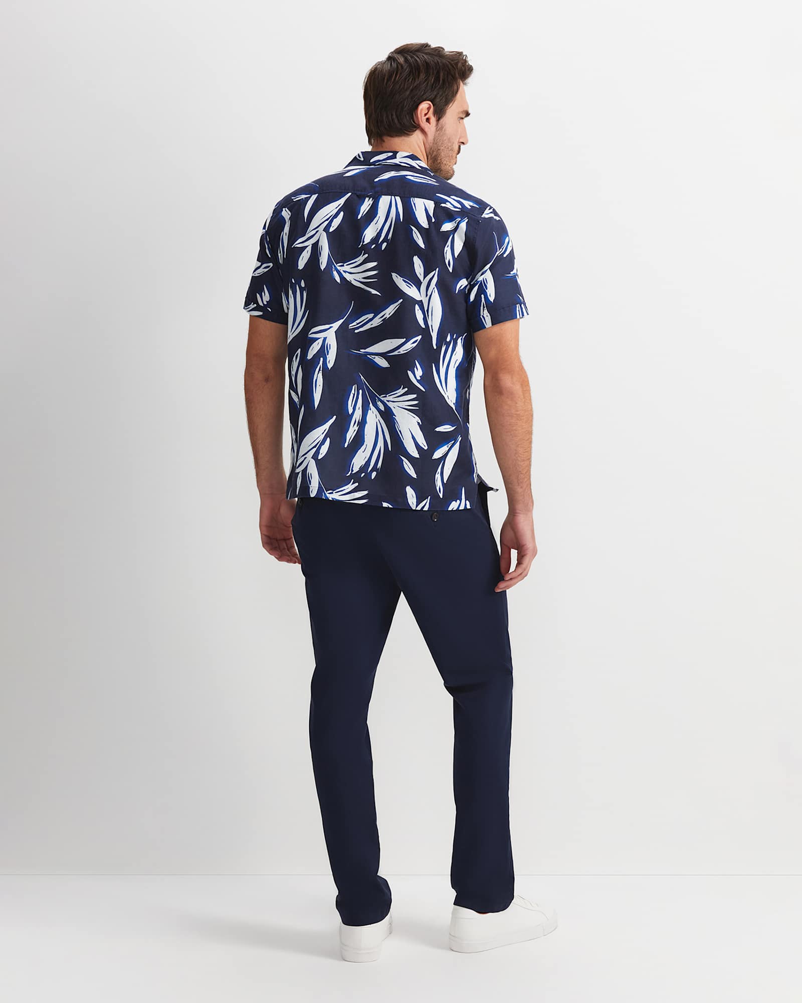Liam Short Sleeve Print Shirt in NAVY