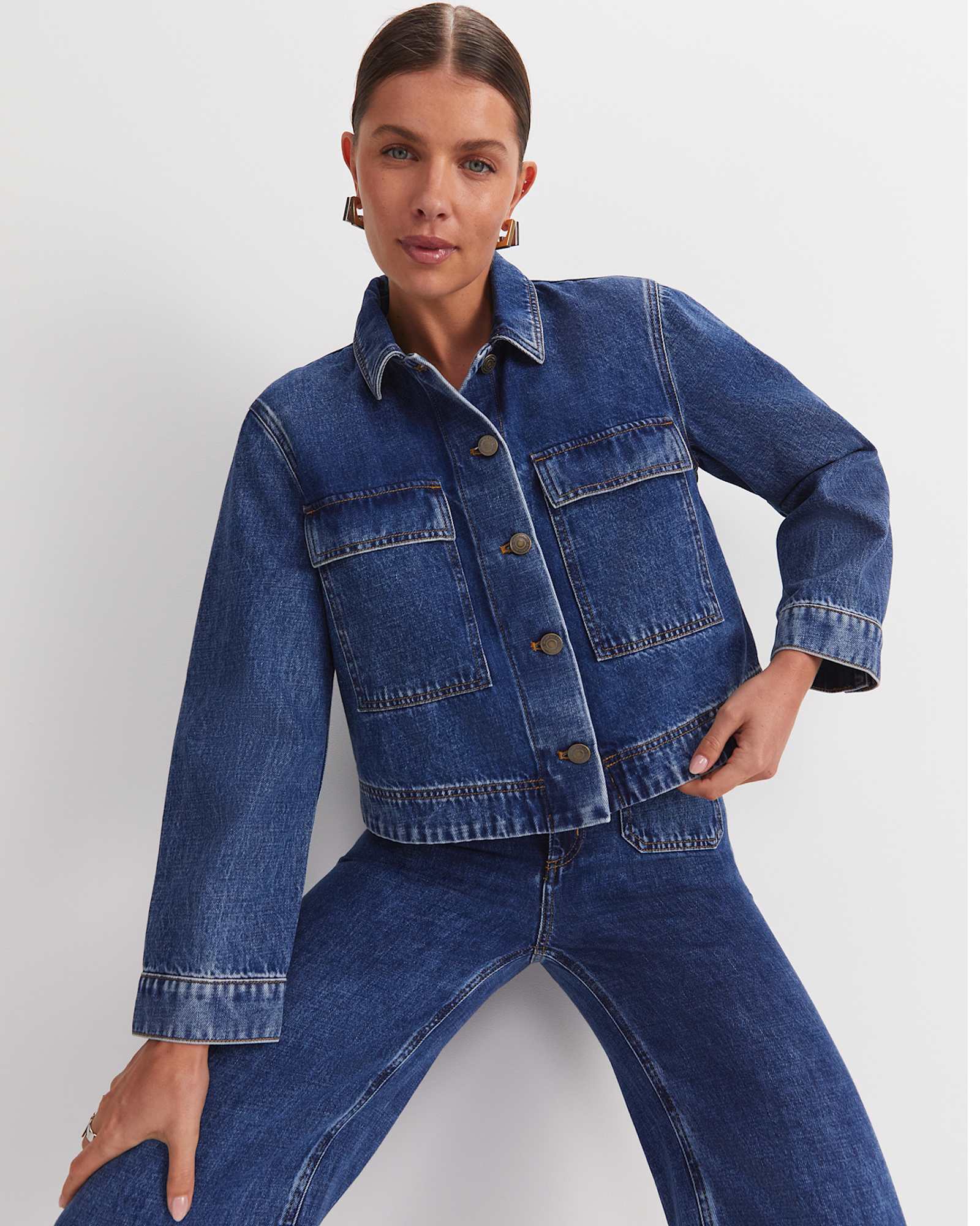 Allegra Denim Jacket in MID WASH