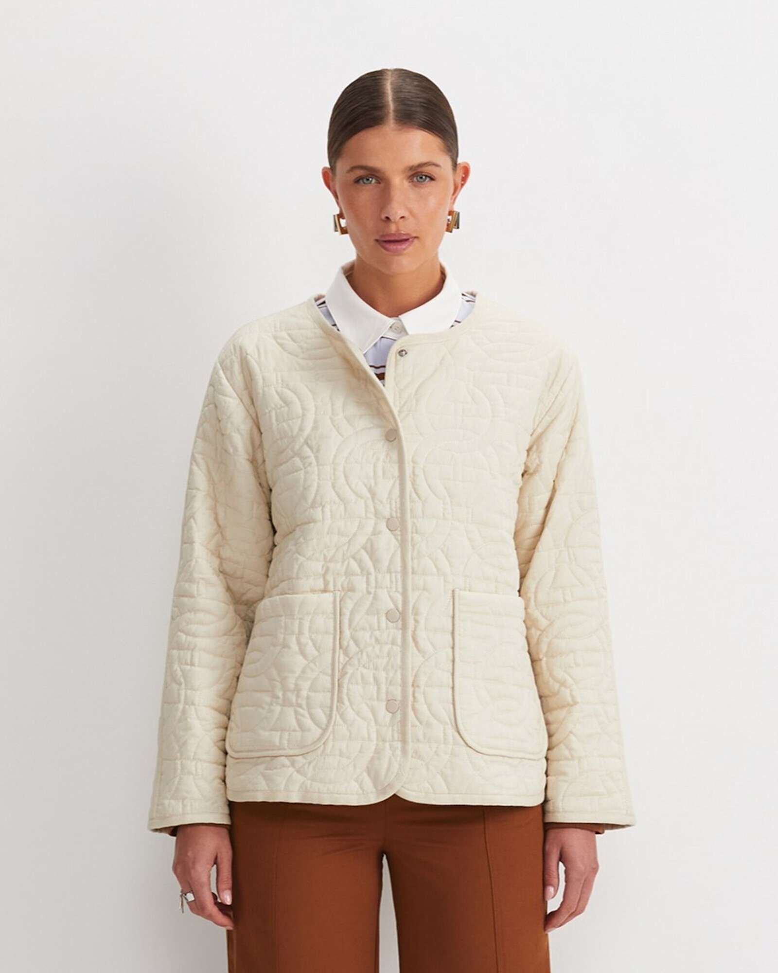 Gina Quilted Jacket in ECRU