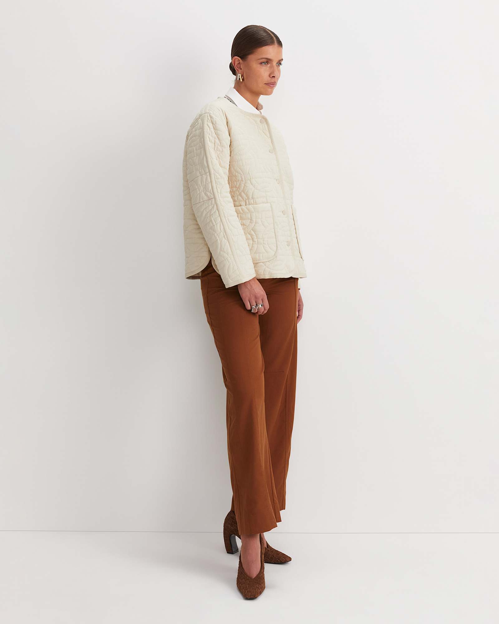Gina Quilted Jacket in ECRU