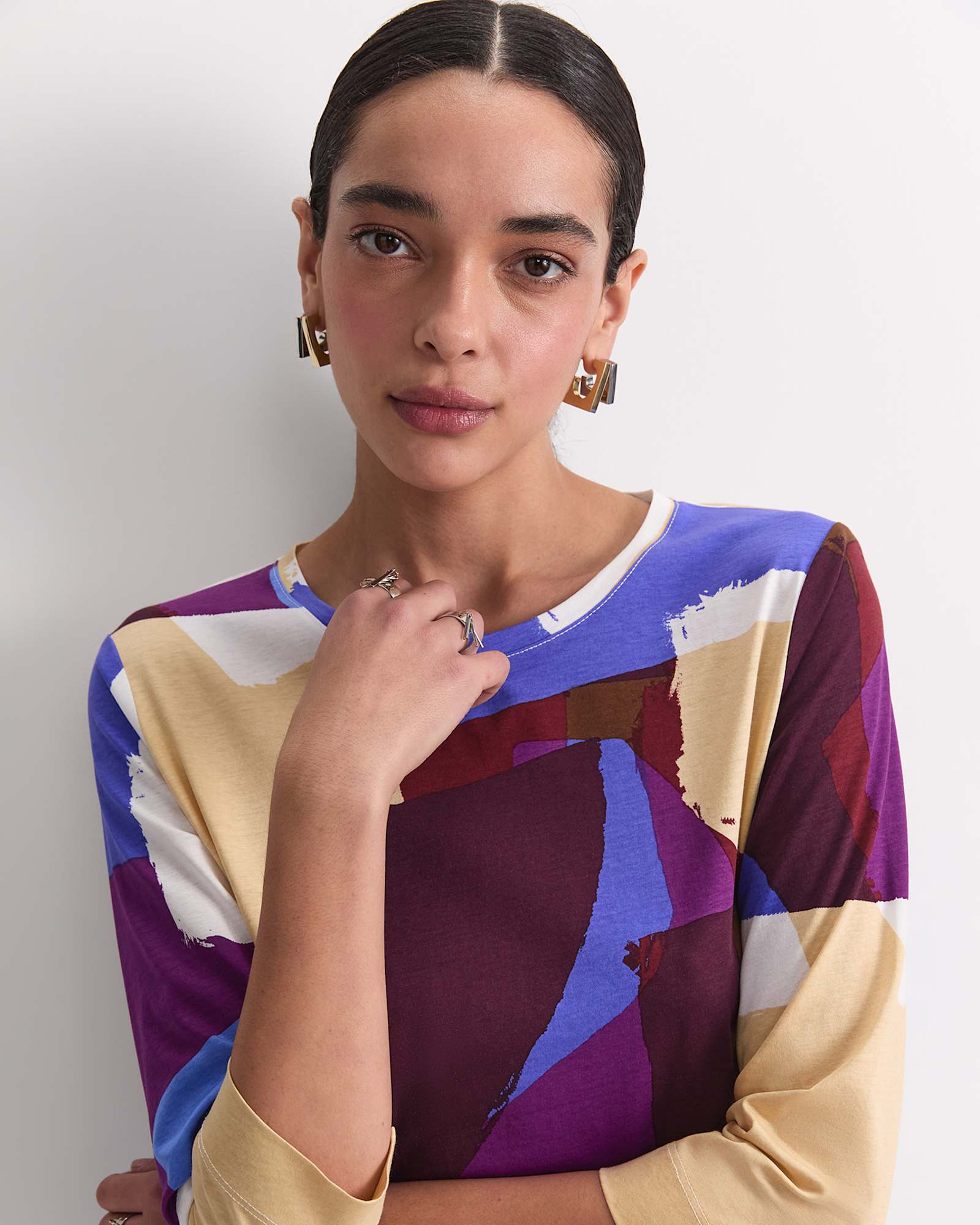 Cora 3/4 Sleeve Mercerised Tee in MULTI