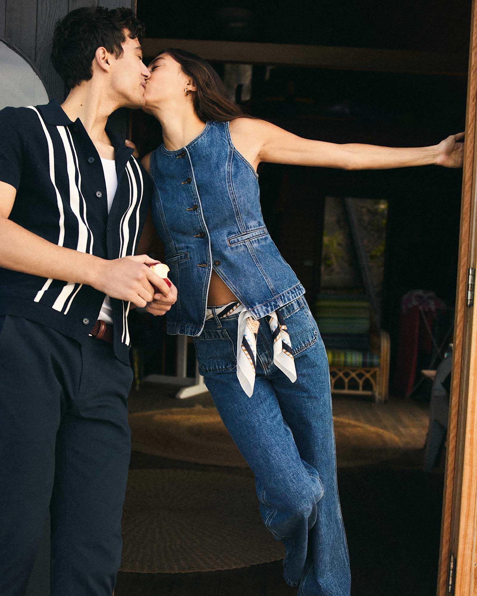 Allegra Denim Vest in MID WASH