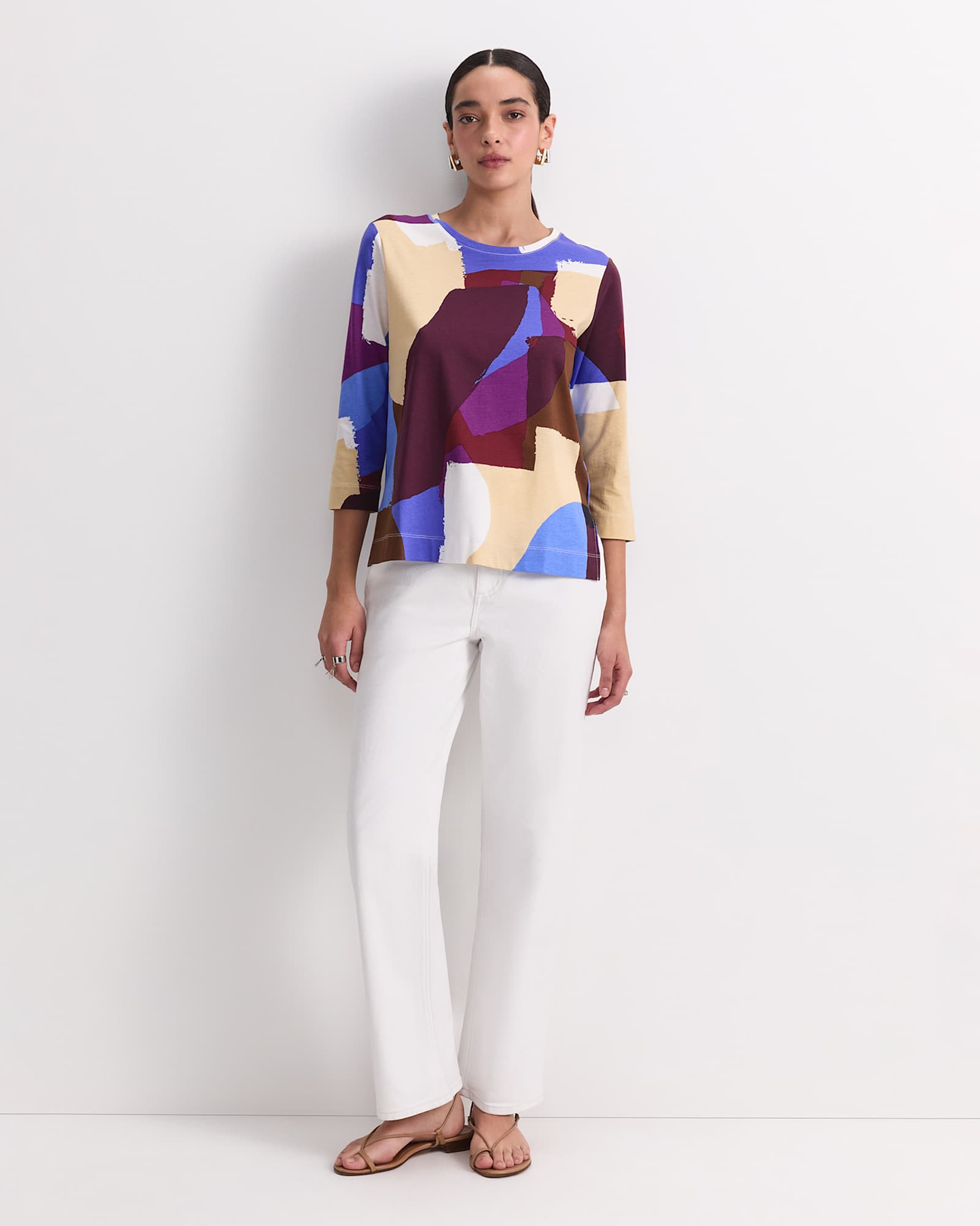 Cora 3/4 Sleeve Mercerised Tee in MULTI
