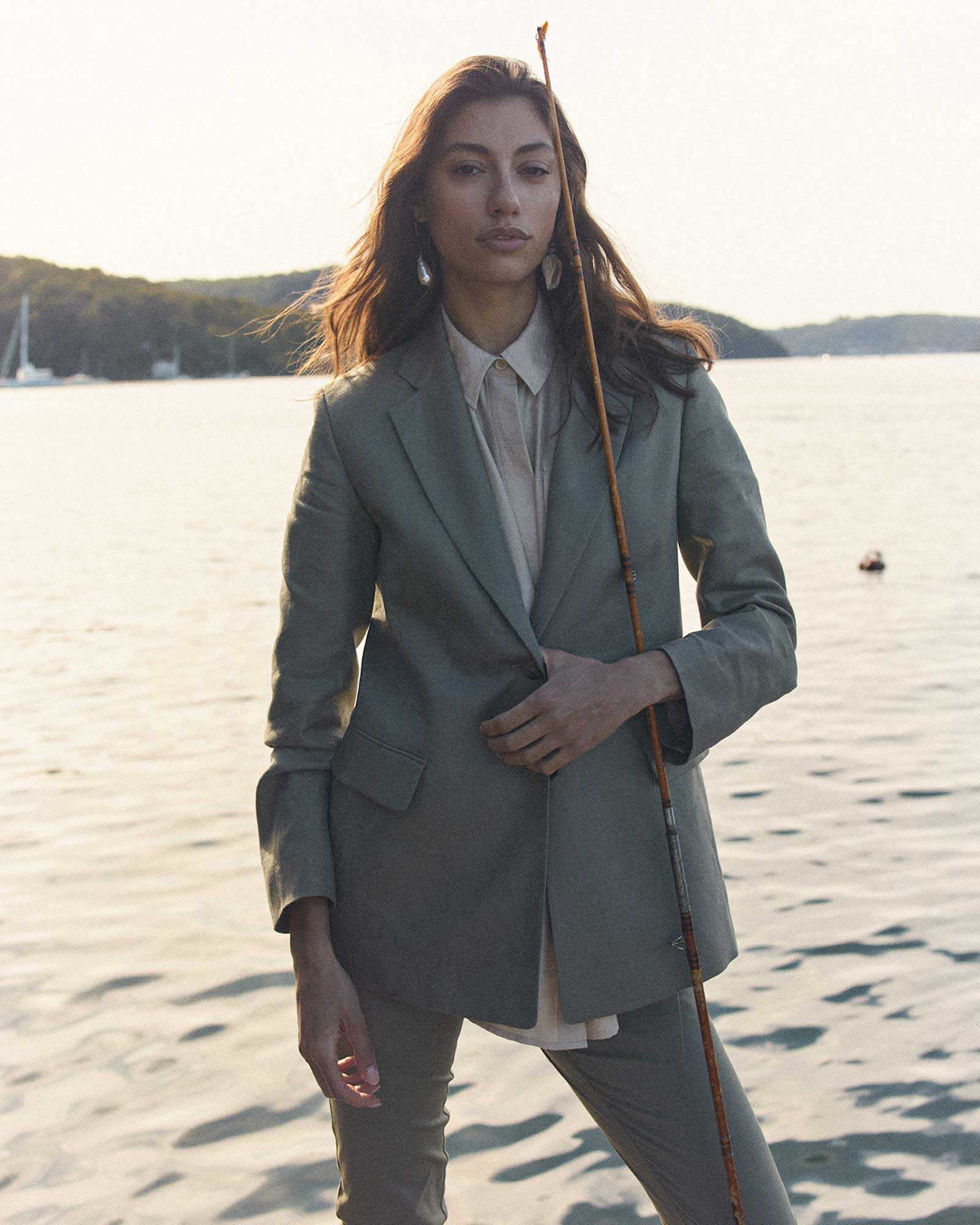 Clara Linen Jacket in SOFT KHAKI