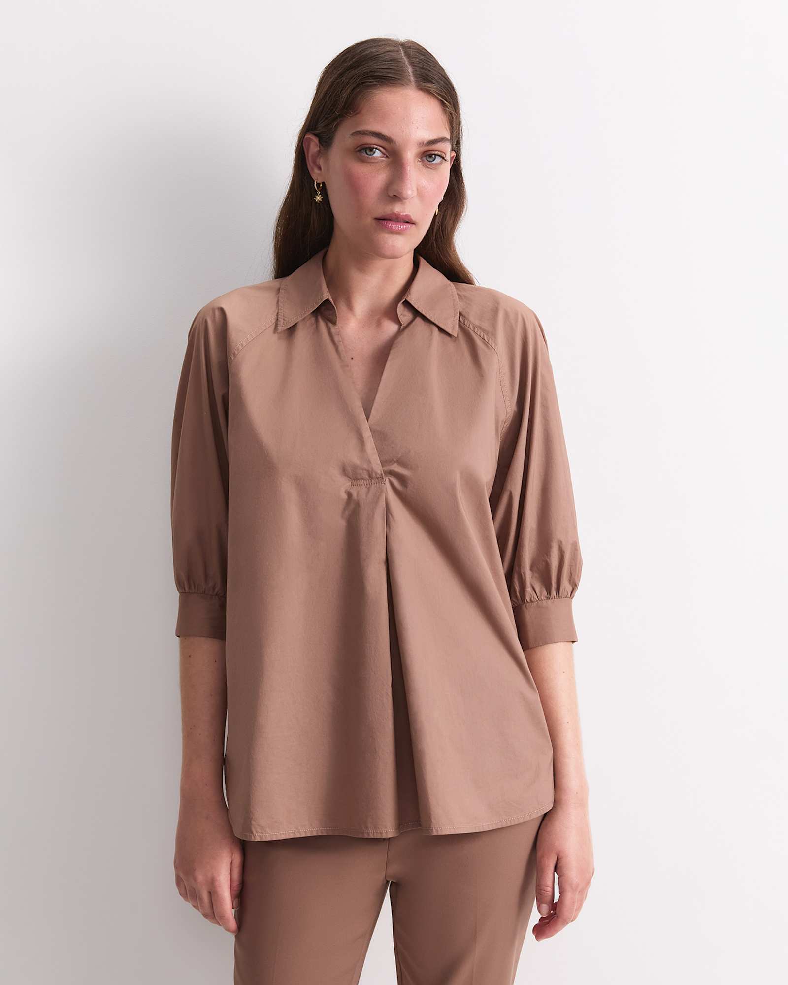 Lorelei Cotton Blouse in MOCHA