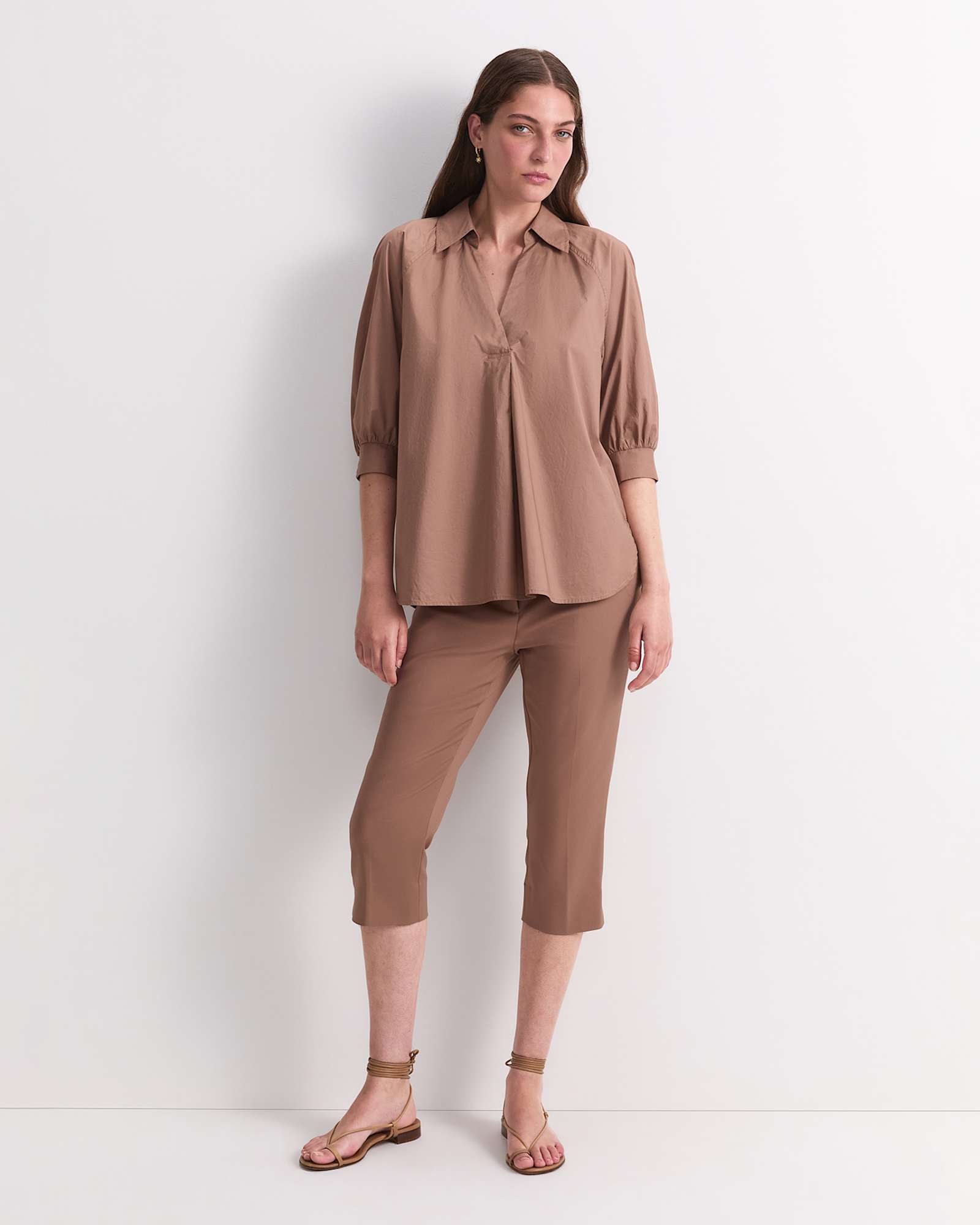 Lorelei Cotton Blouse in MOCHA