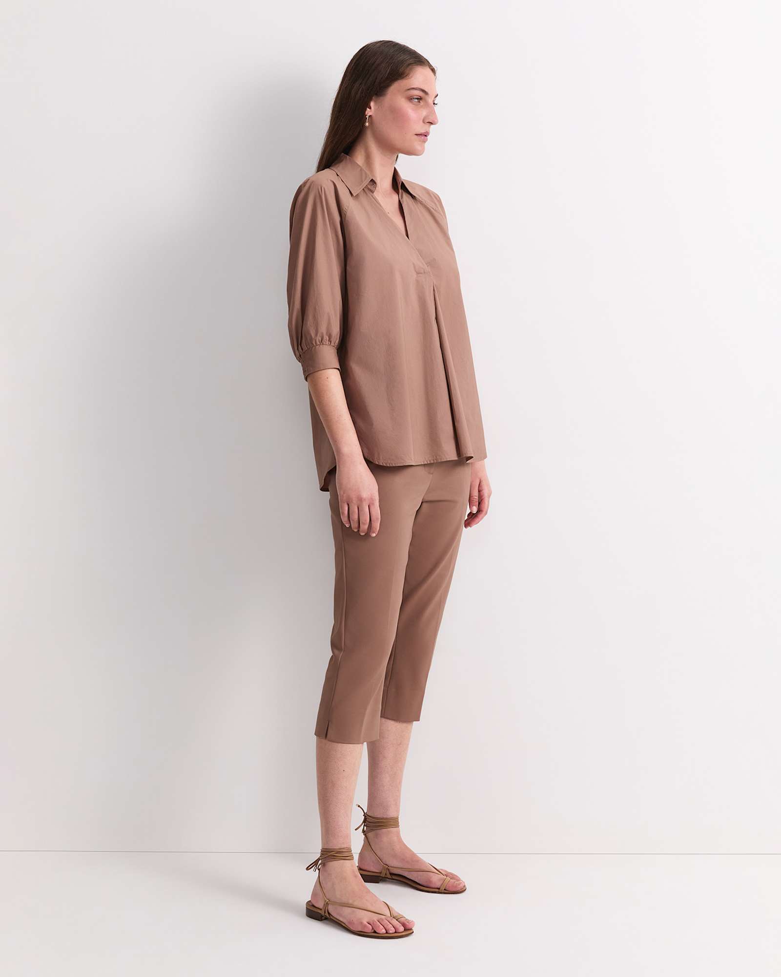 Lorelei Cotton Blouse in MOCHA