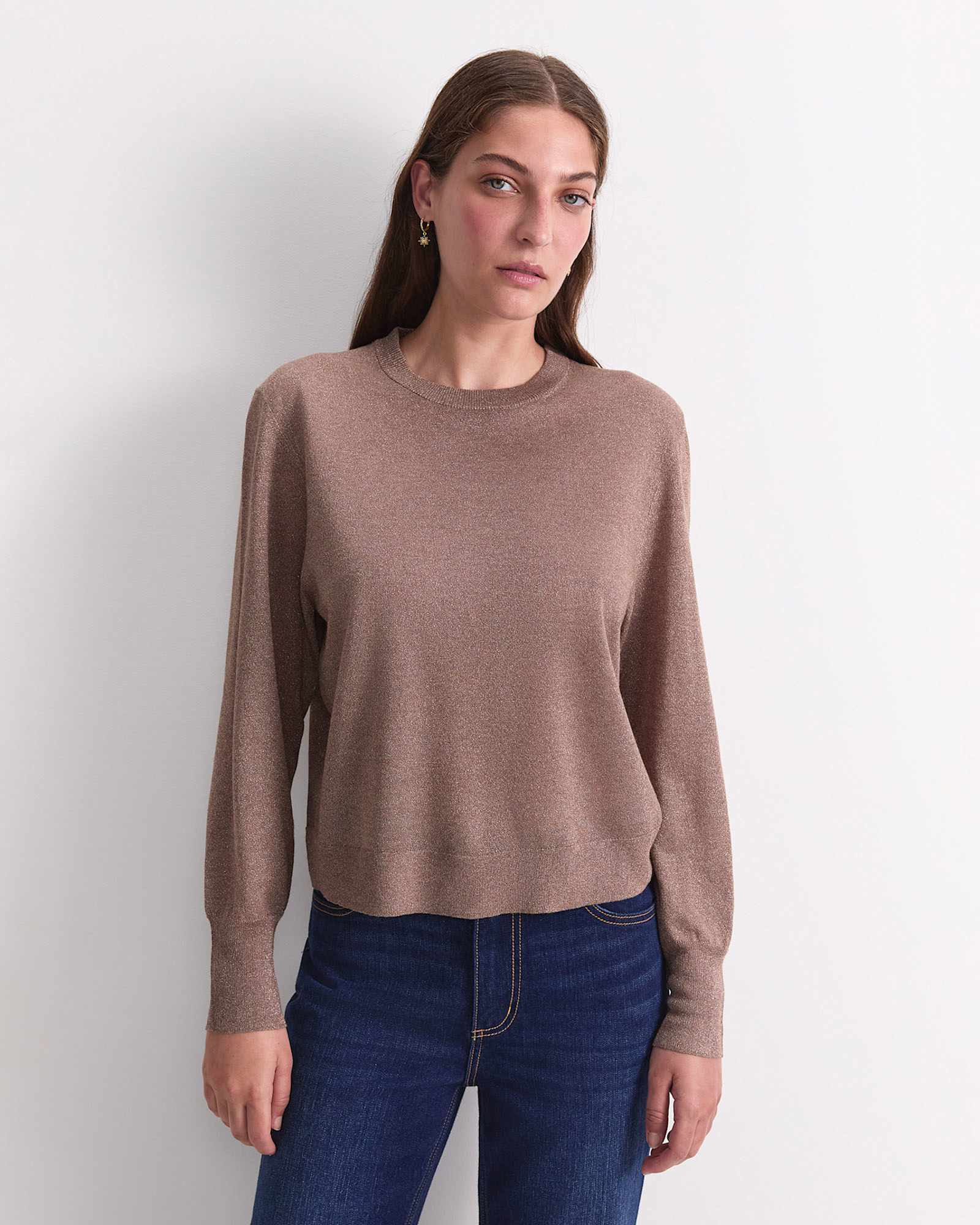 Sparkling Long Sleeve Relaxed Knit in MOCHA