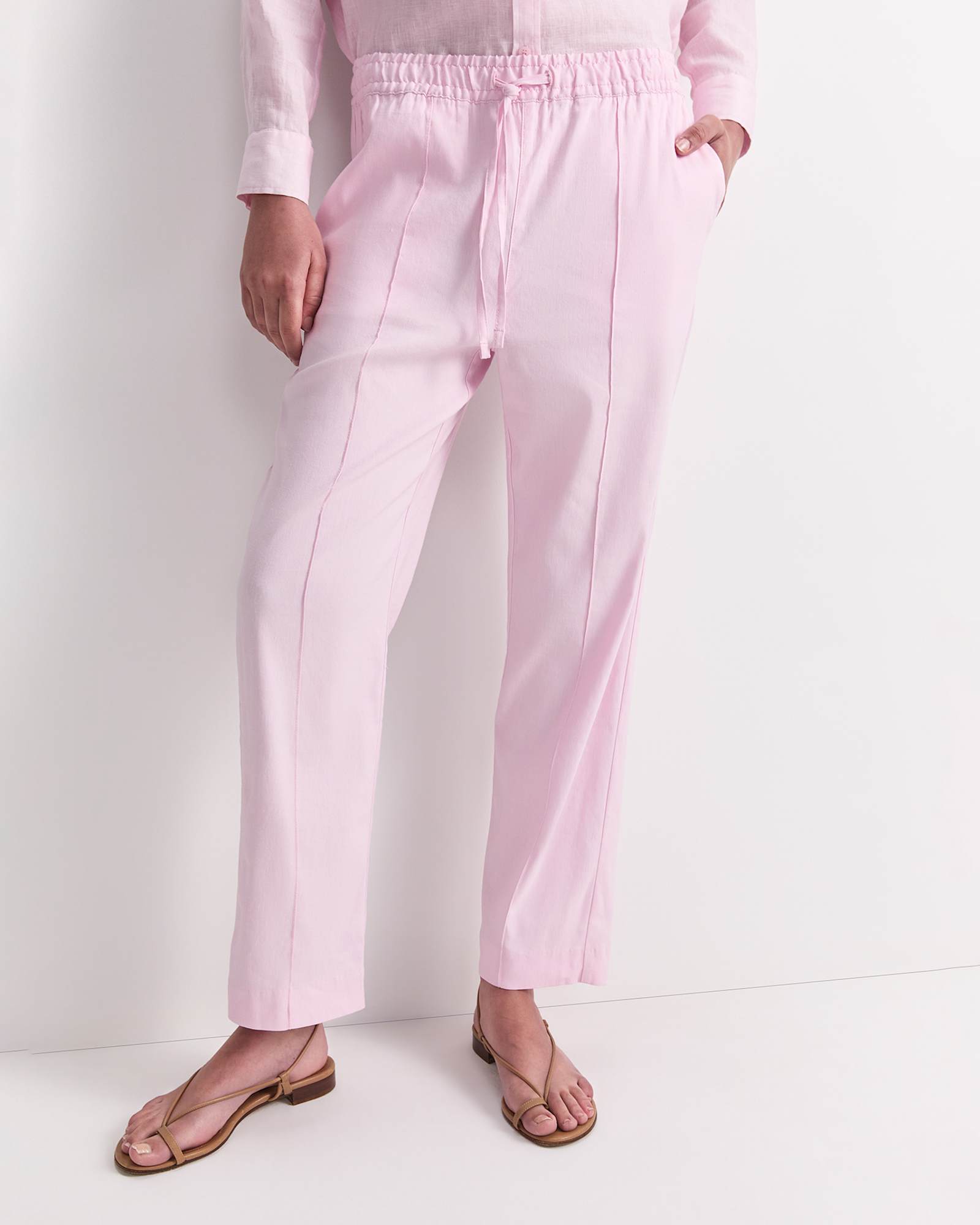 Rosa Tapered Linen Pant in BLUSH