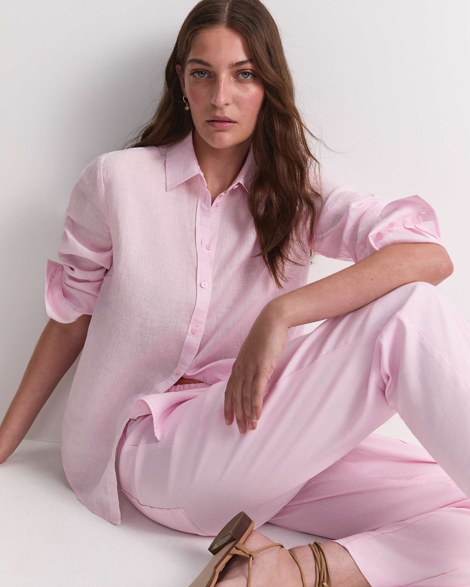 Rosa Tapered Linen Pant in BLUSH