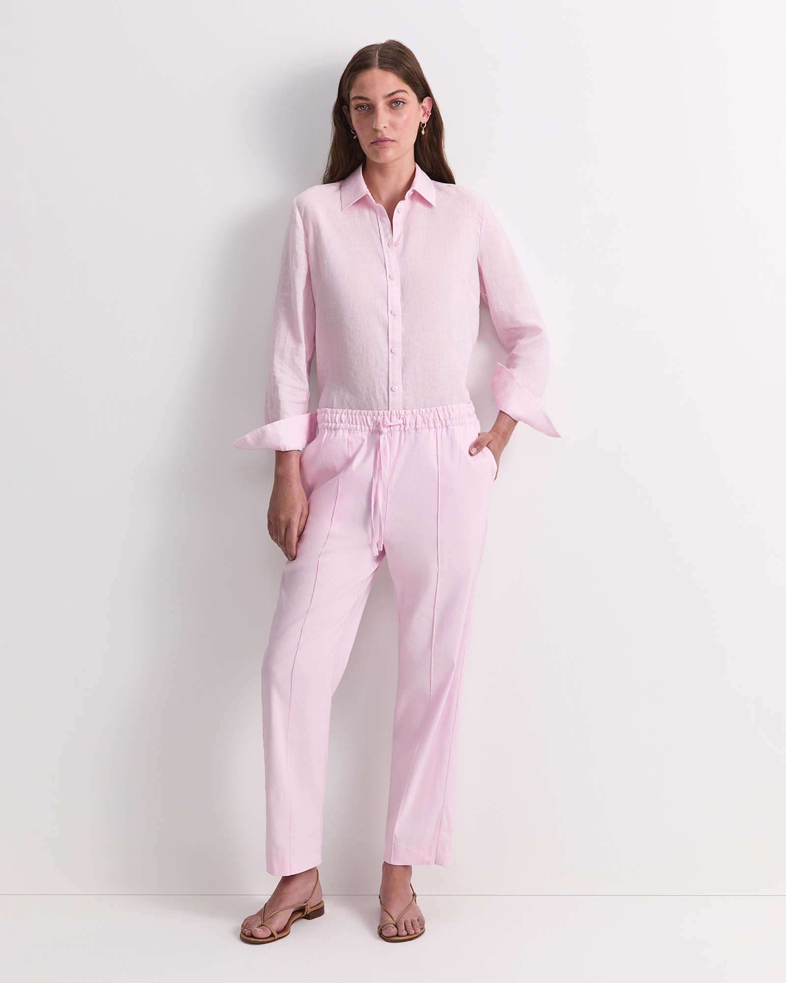 Rosa Tapered Linen Pant in BLUSH