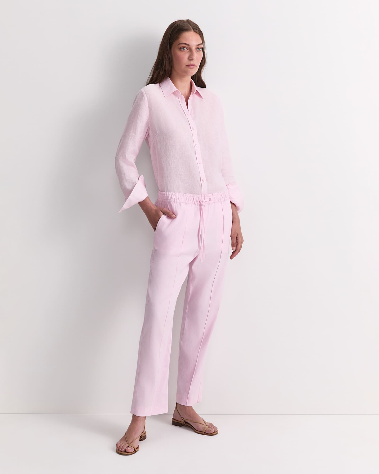 Rosa Tapered Linen Pant in BLUSH
