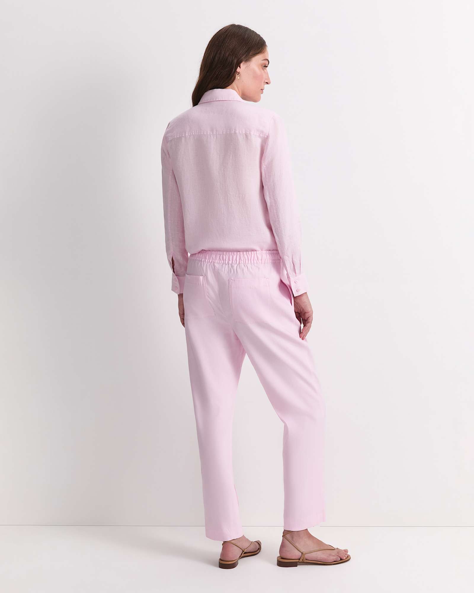 Rosa Tapered Linen Pant in BLUSH