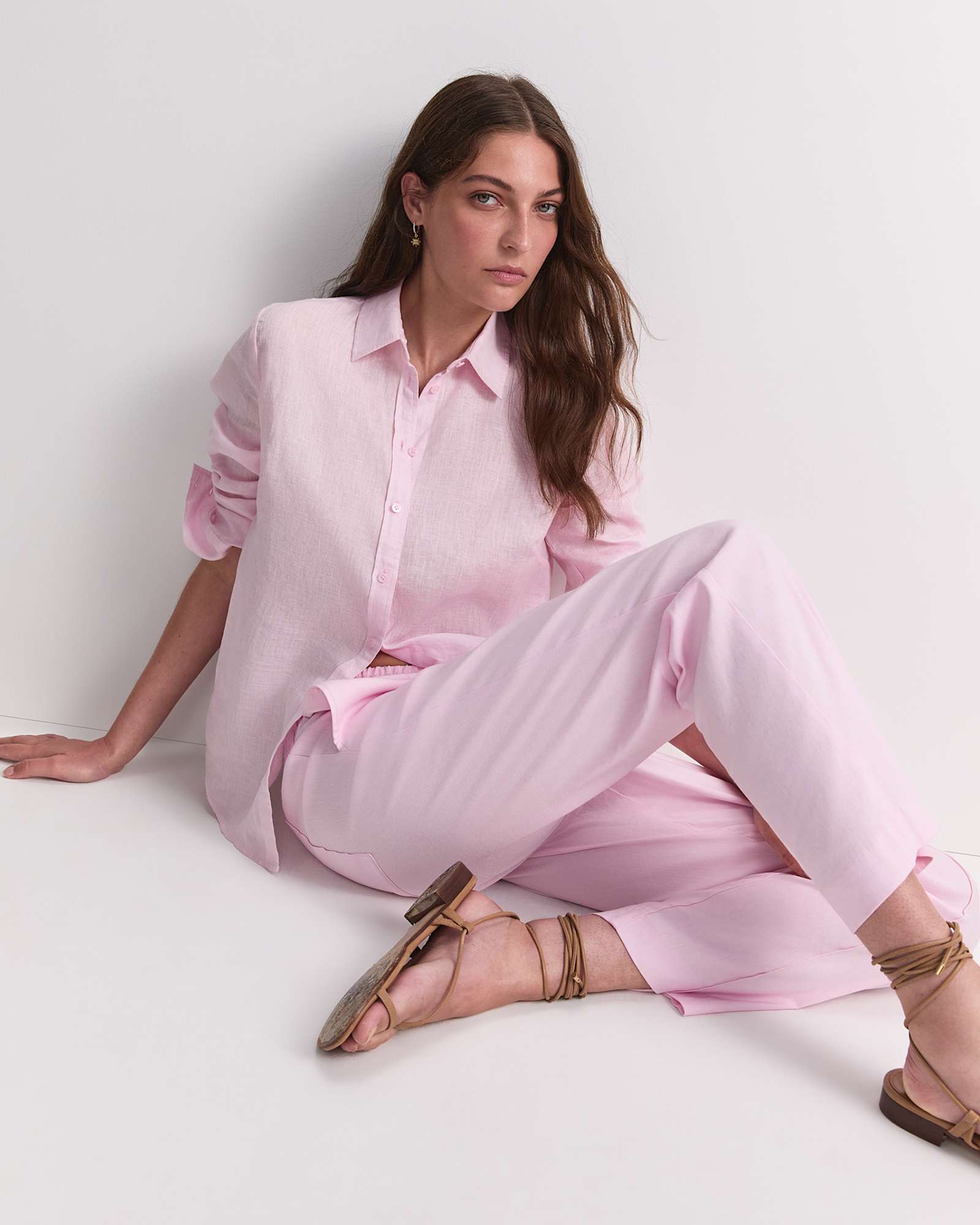 Rosa Tapered Linen Pant in BLUSH