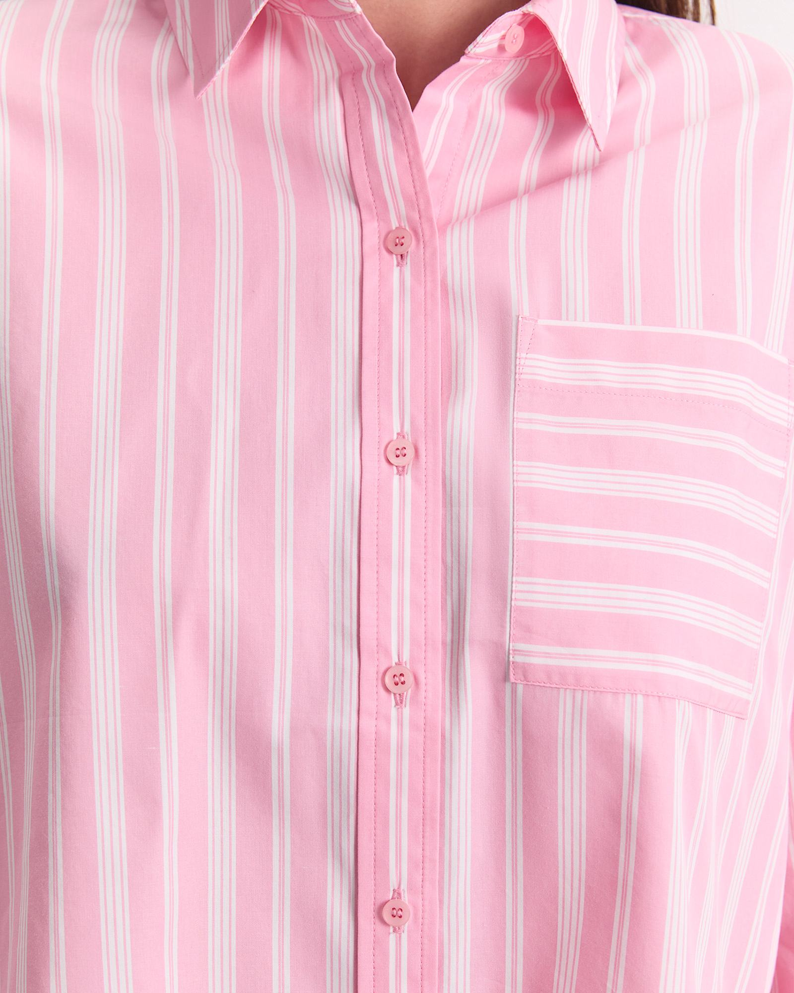 Reina Crop Shirt in WHITE/PINK