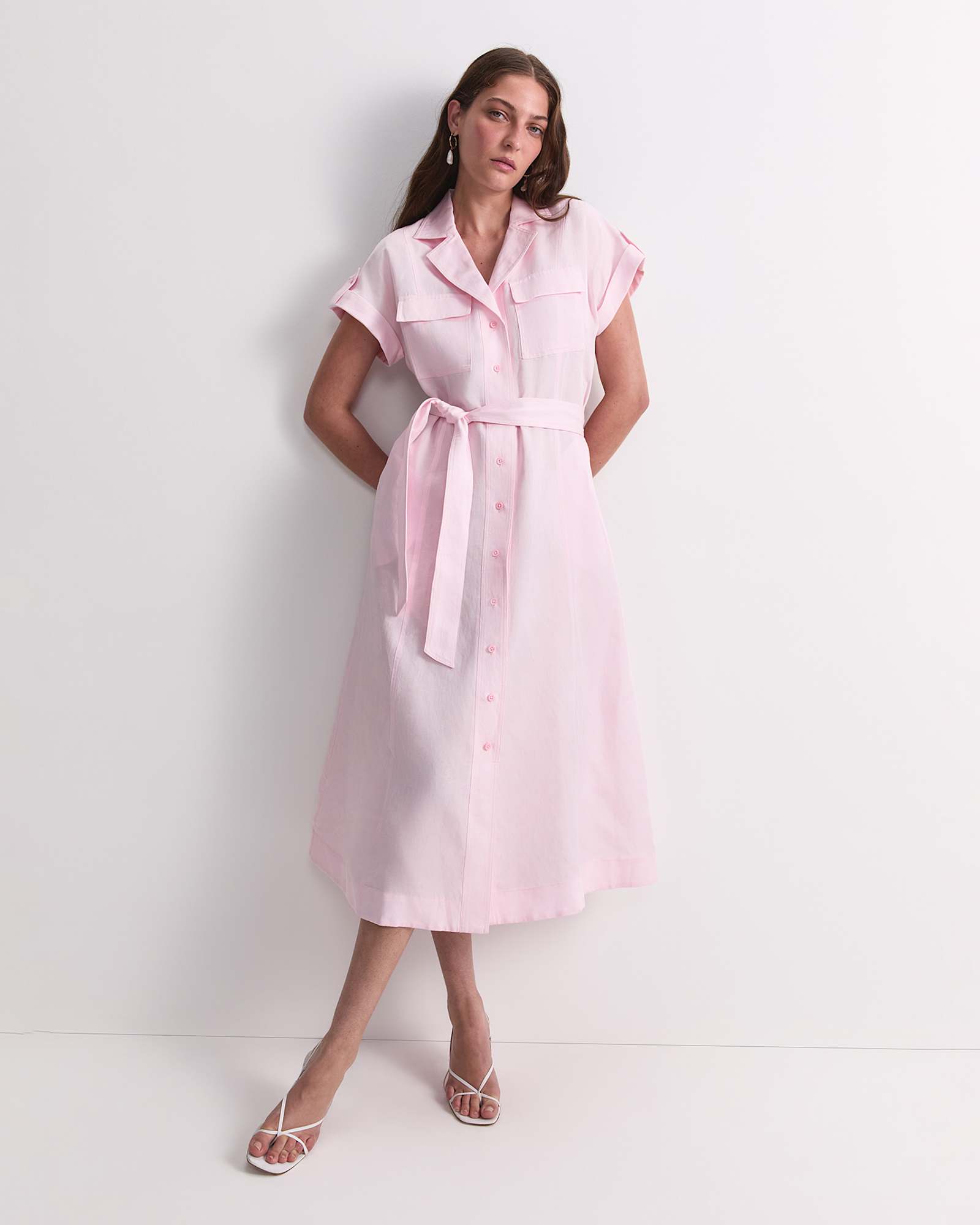 Vallerina Soft Shirt Midi Dress in BLUSH