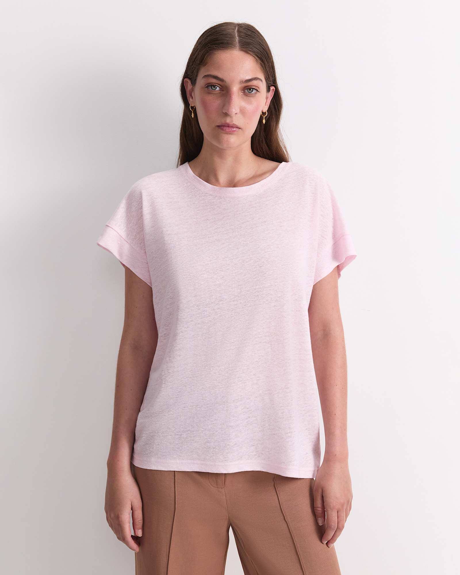 Tonia Foil Linen Tee in BLUSH
