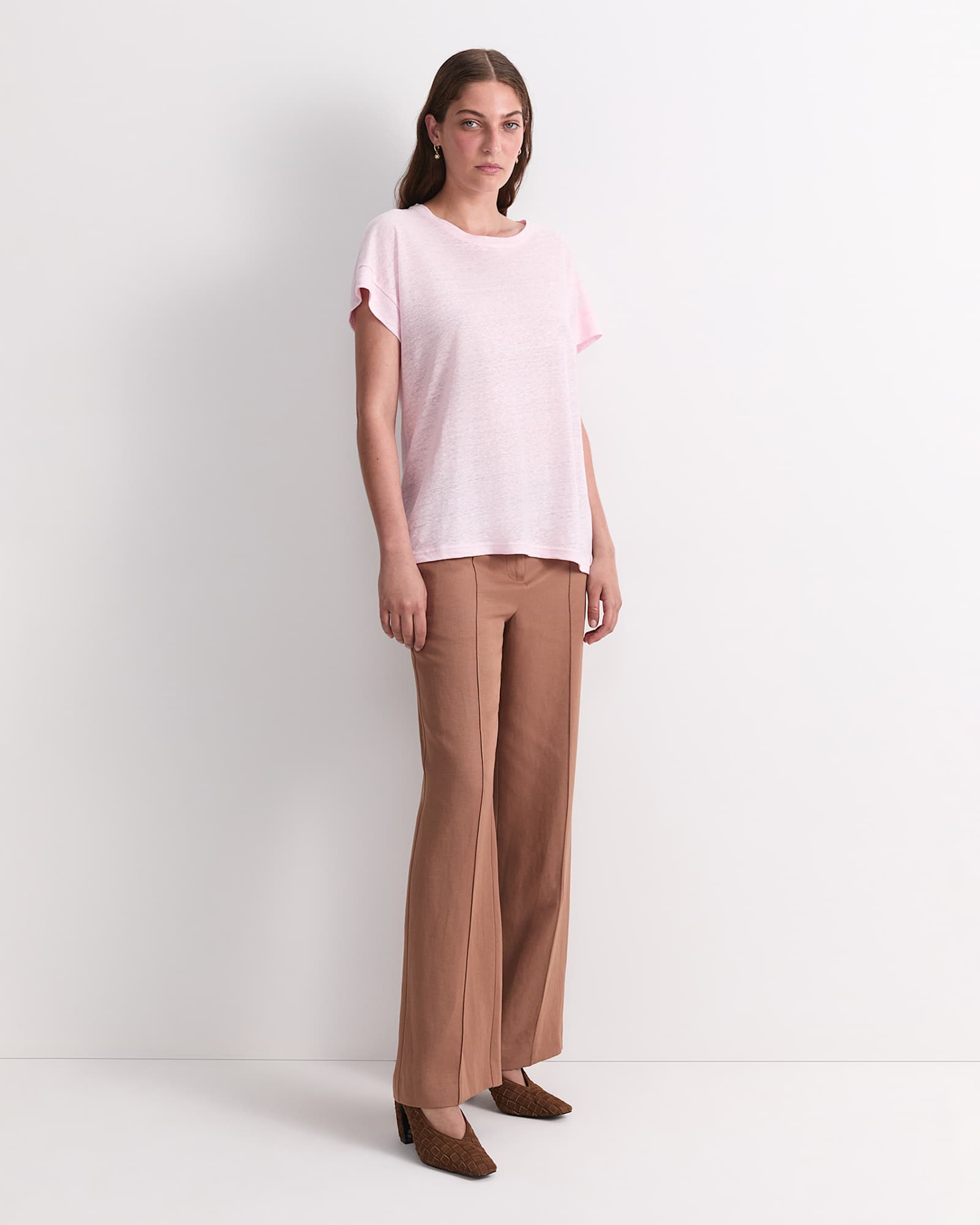 Tonia Foil Linen Tee in BLUSH
