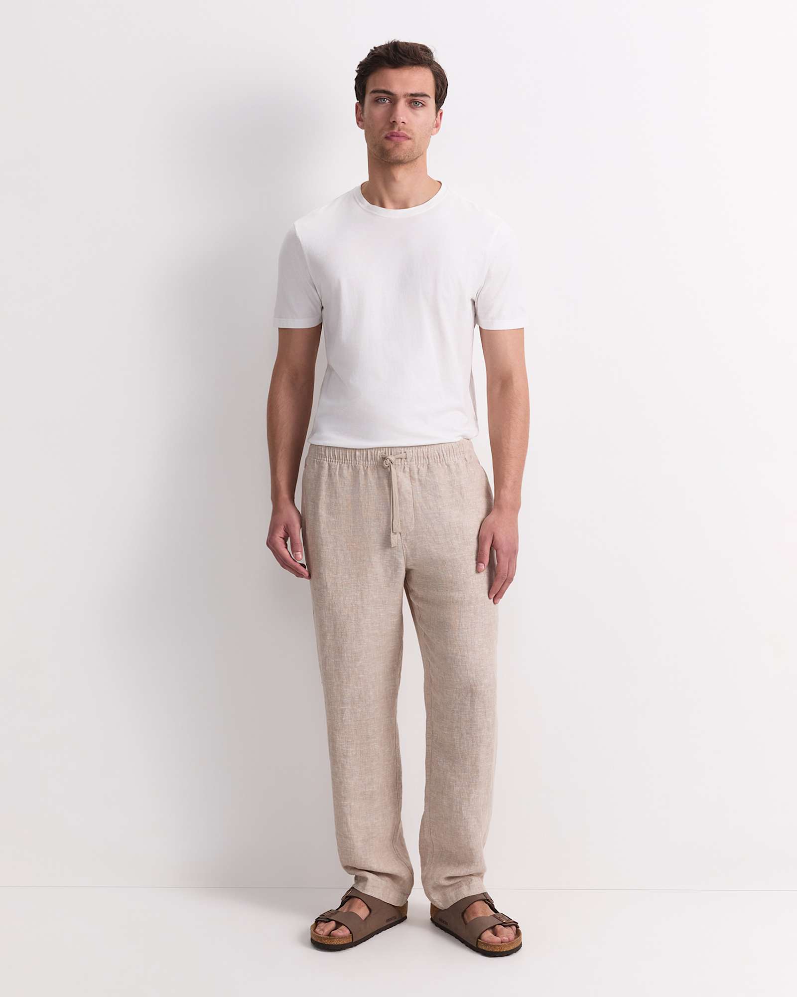 Caffery Yarn-Dyed Linen Pant in CAPPUCCINO